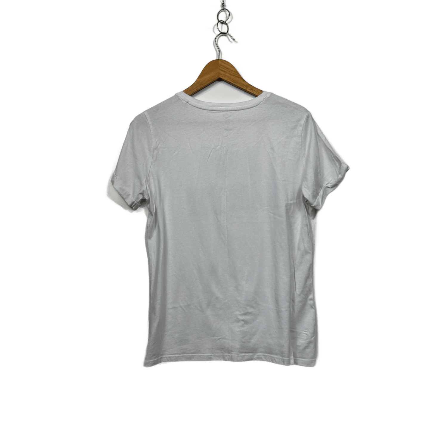 I love Earth White Short Sleeve Crew Neck Basic Tee T-shirt Size 14