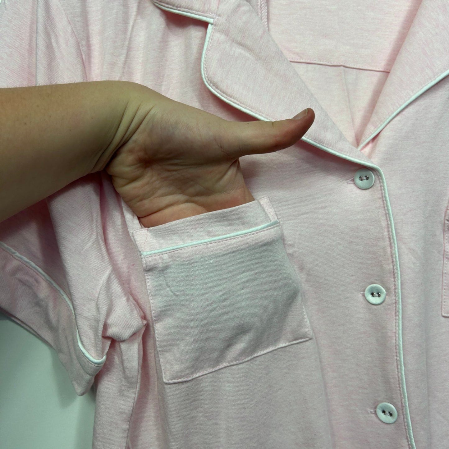 Peter Alexander Pink Pyjama Set Button Up Short Sleeve Pockets