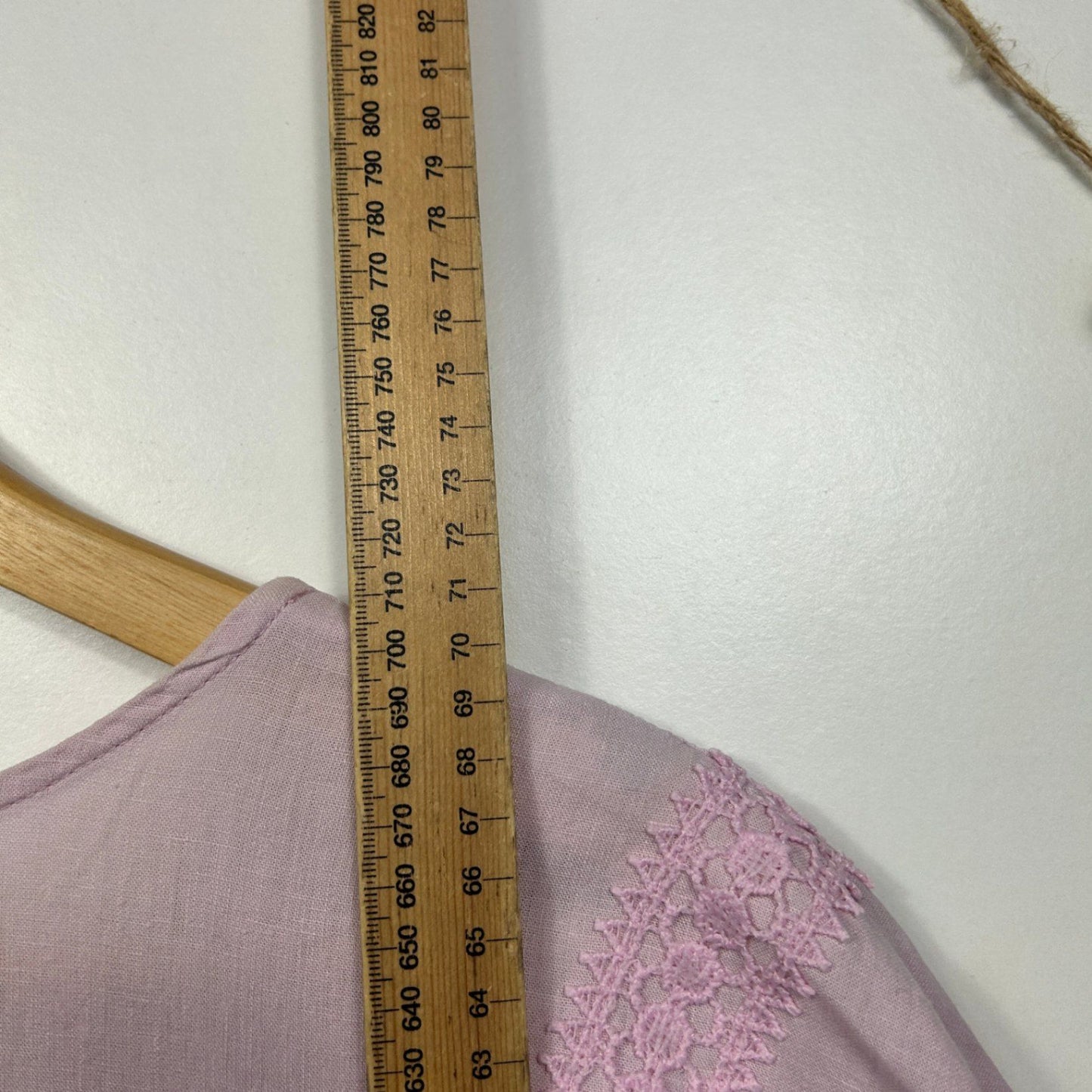 Katies Lilac Crochet Trim Cotton Short Sleeve Top Blouse Size 16