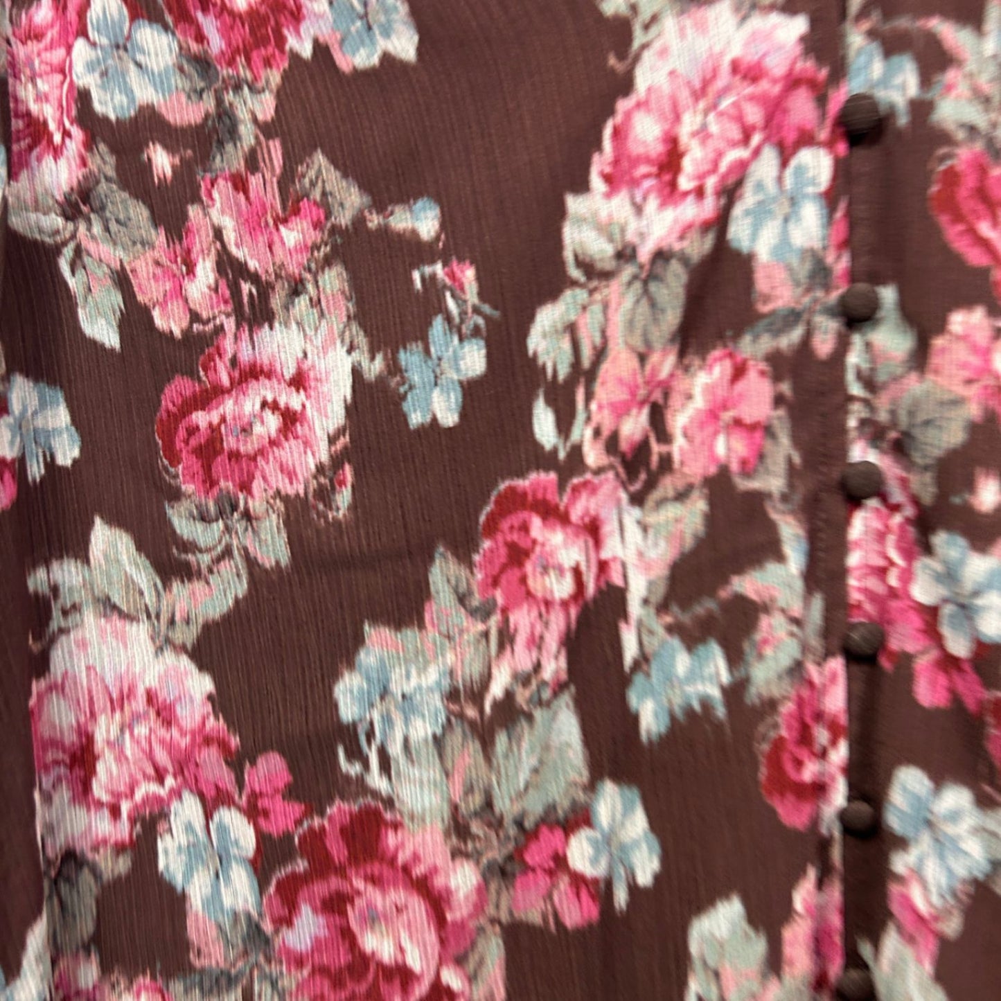 Just Jeans Brown Chocolate Floral Flowy Ruffle Blouse Top Size 18