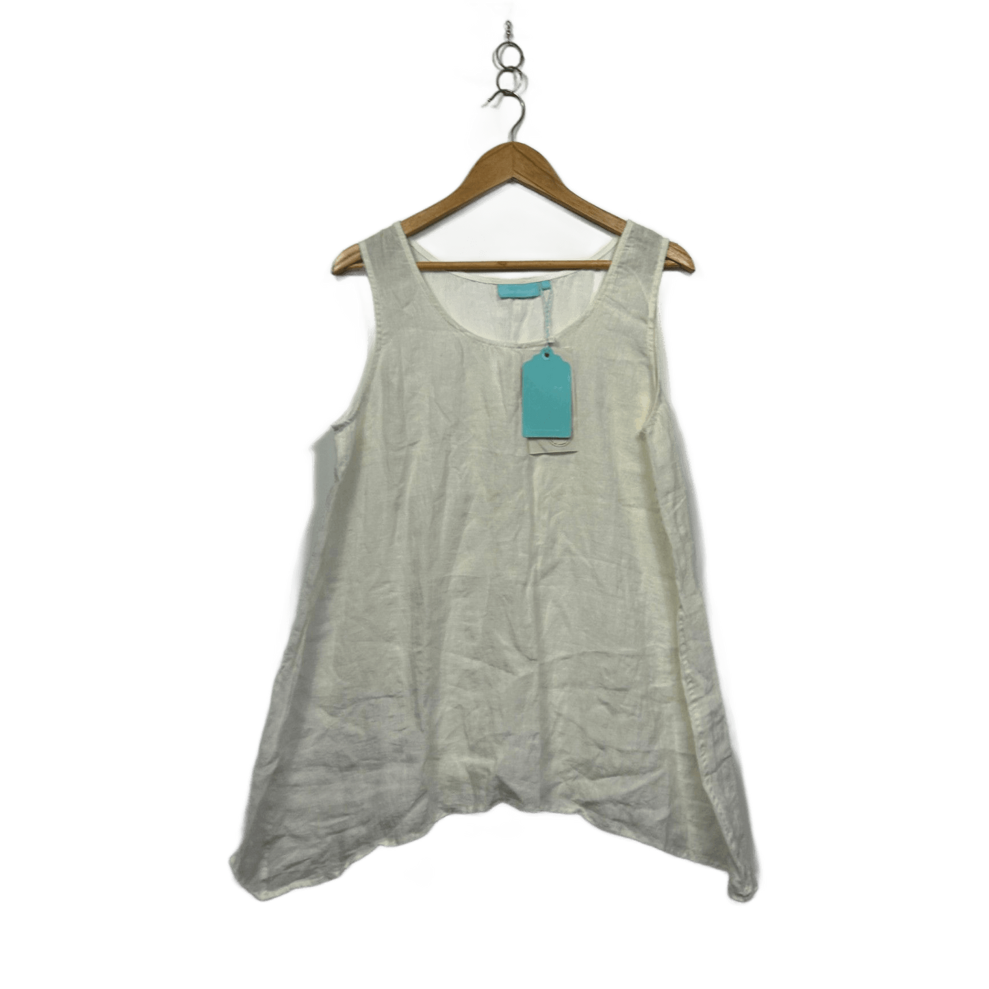 Blue Illusion White Linen Sleeveless Blouse Tunic Top Size 2XL