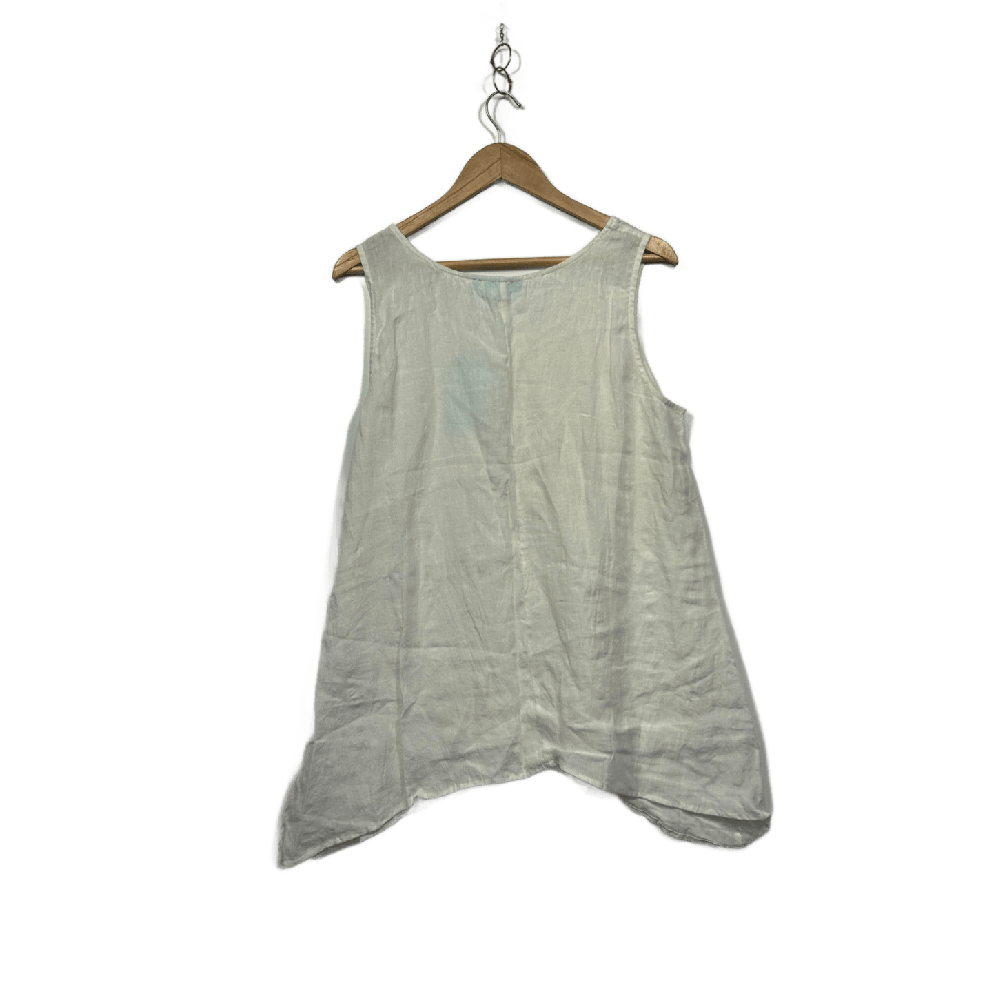 Blue Illusion White Linen Sleeveless Blouse Tunic Top Size 2XL
