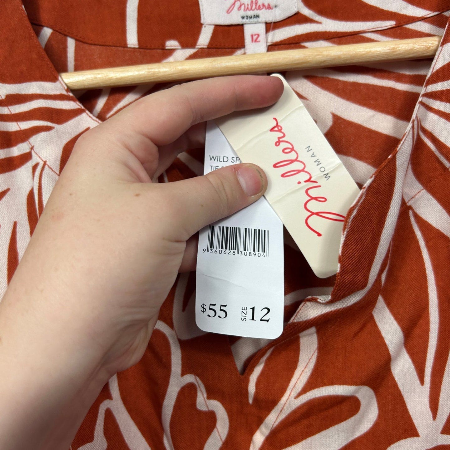 Millers Rust White Long Sleeve Round Neck Relaxed Fit Blouse Size 12