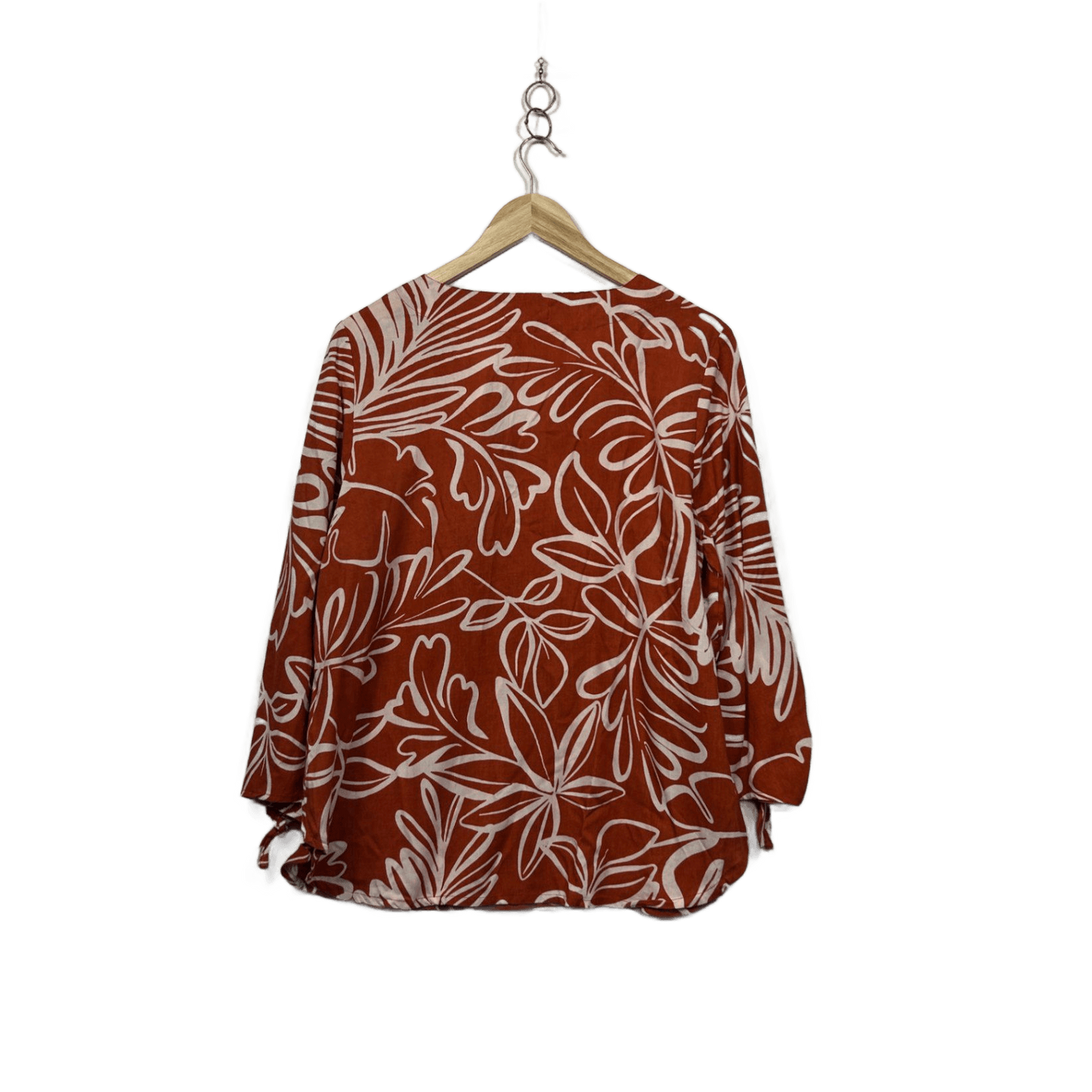 Millers Rust White Long Sleeve Round Neck Relaxed Fit Blouse Size 12