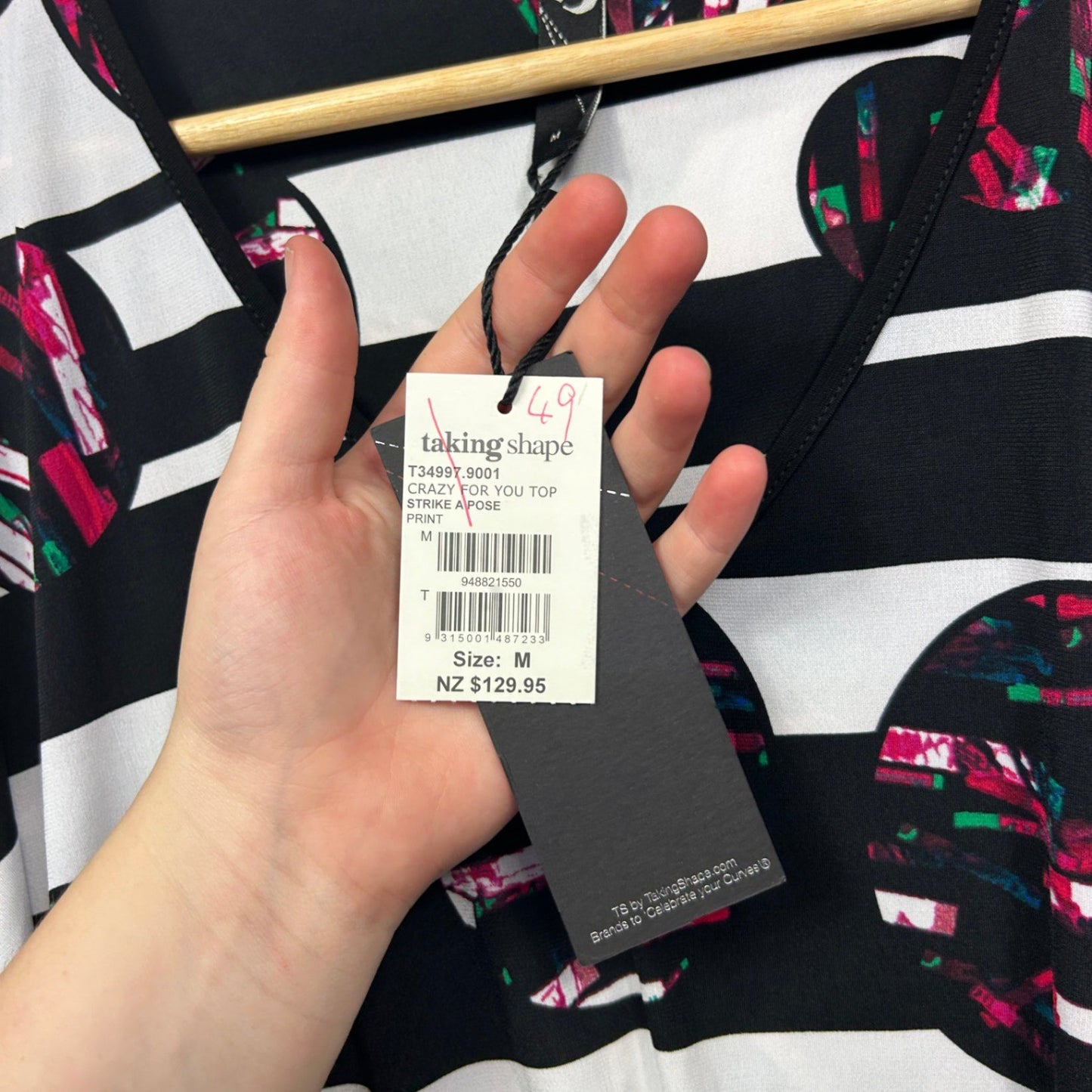 Taking Shape Black White Multicoloured Long Sleeve Tunic Top Size 18 Plus