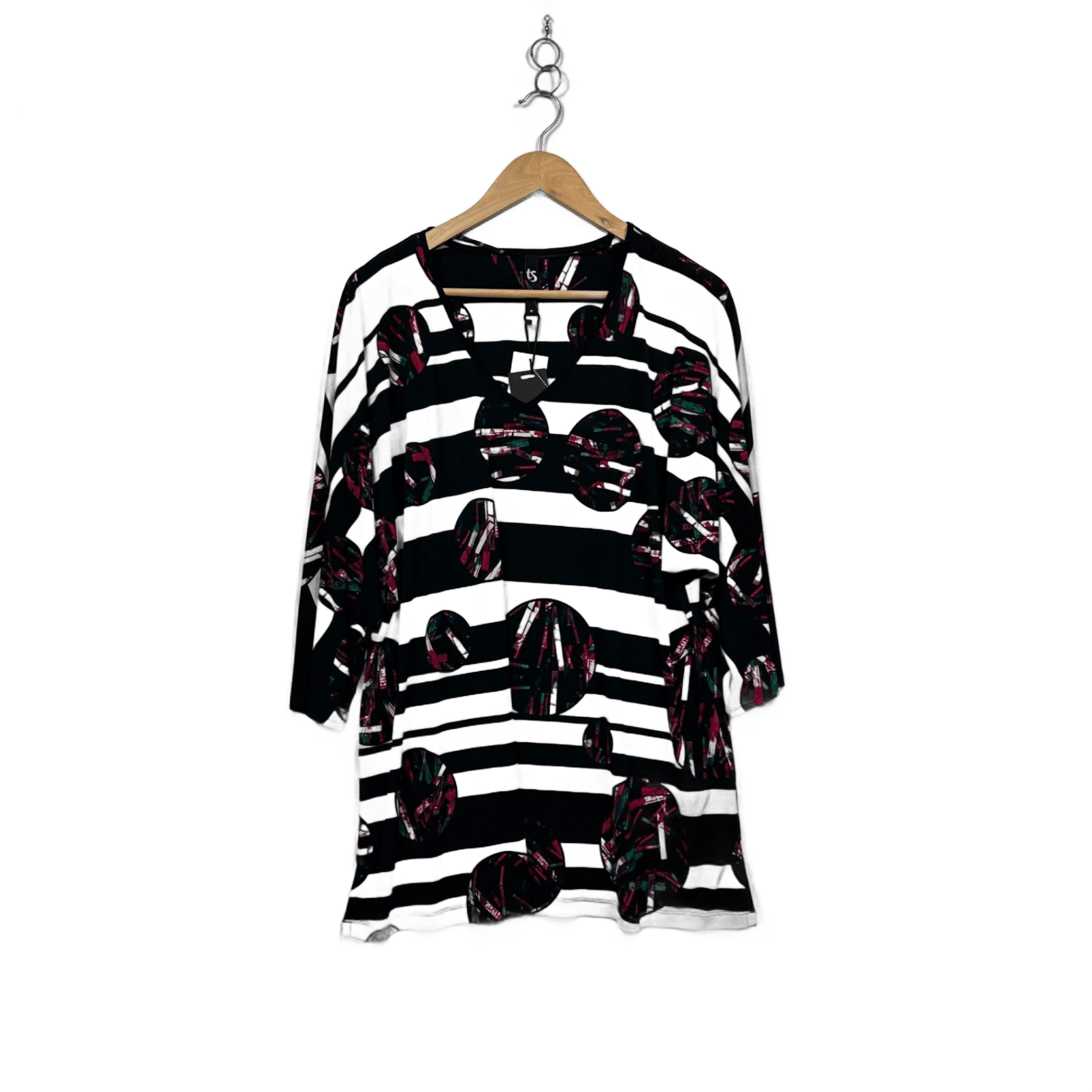 Taking Shape Black White Multicoloured Long Sleeve Tunic Top Size 18 Plus