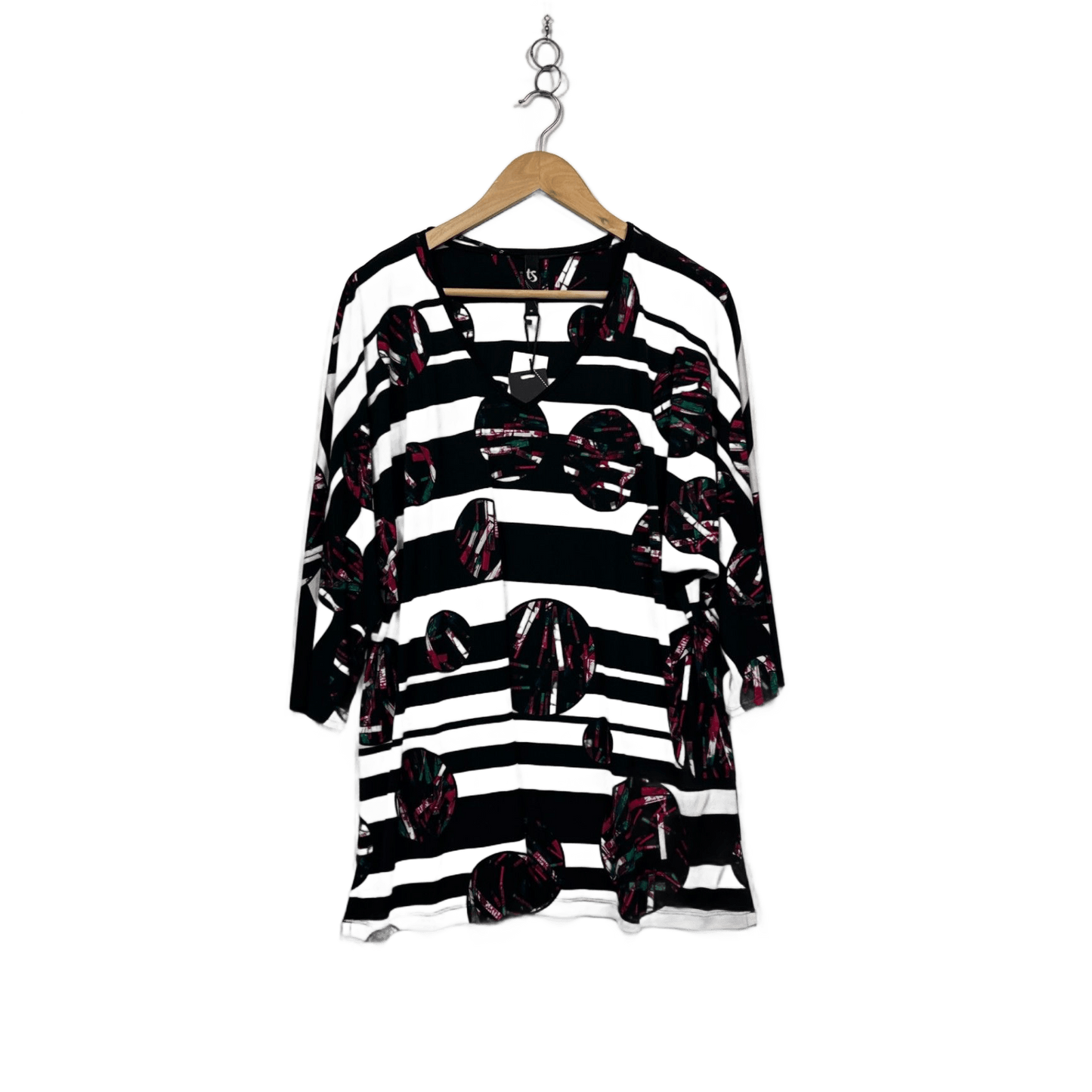 Taking Shape Black White Multicoloured Long Sleeve Tunic Top Size 18 Plus