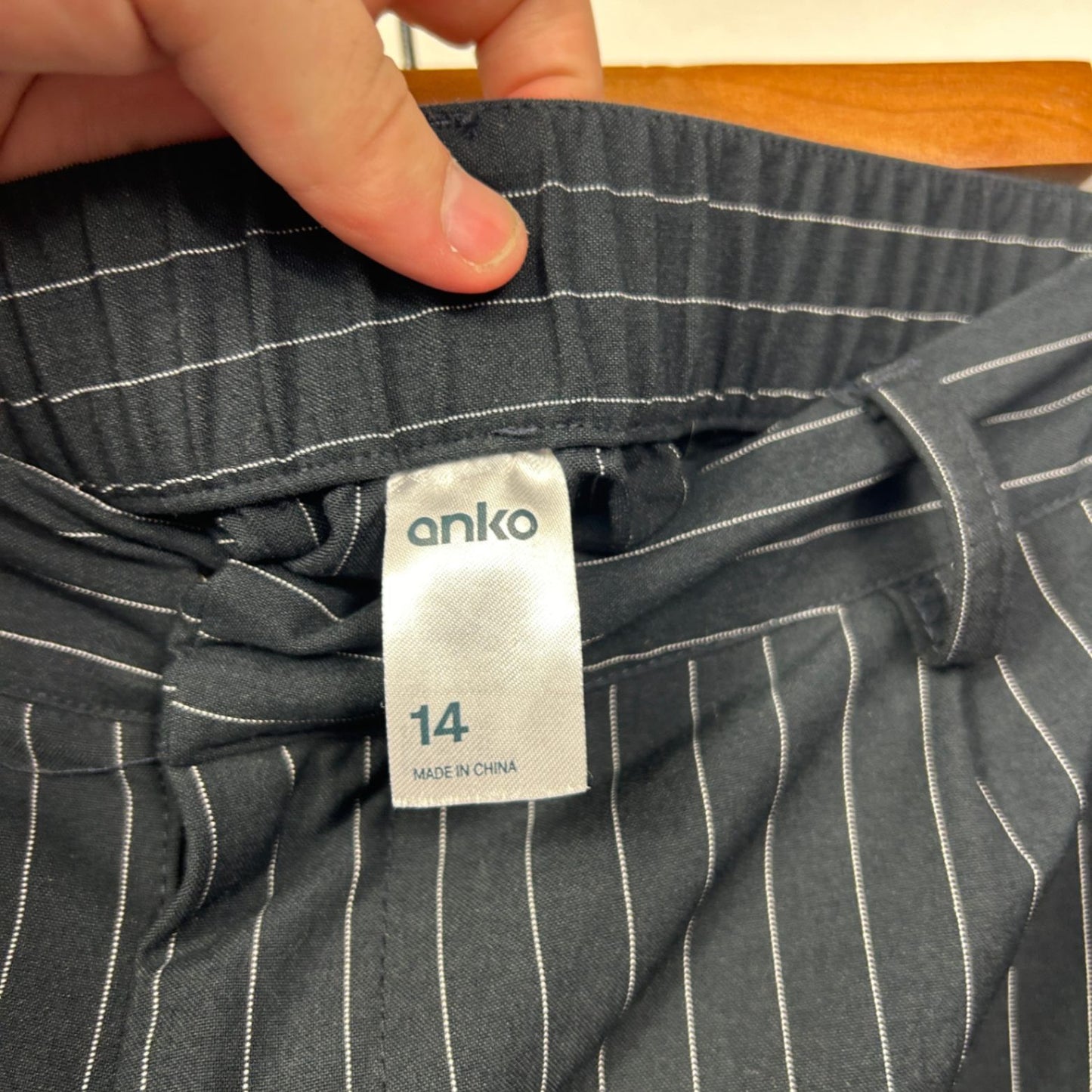 Anko Pinstripe Wide-leg Trousers Black White Size 14