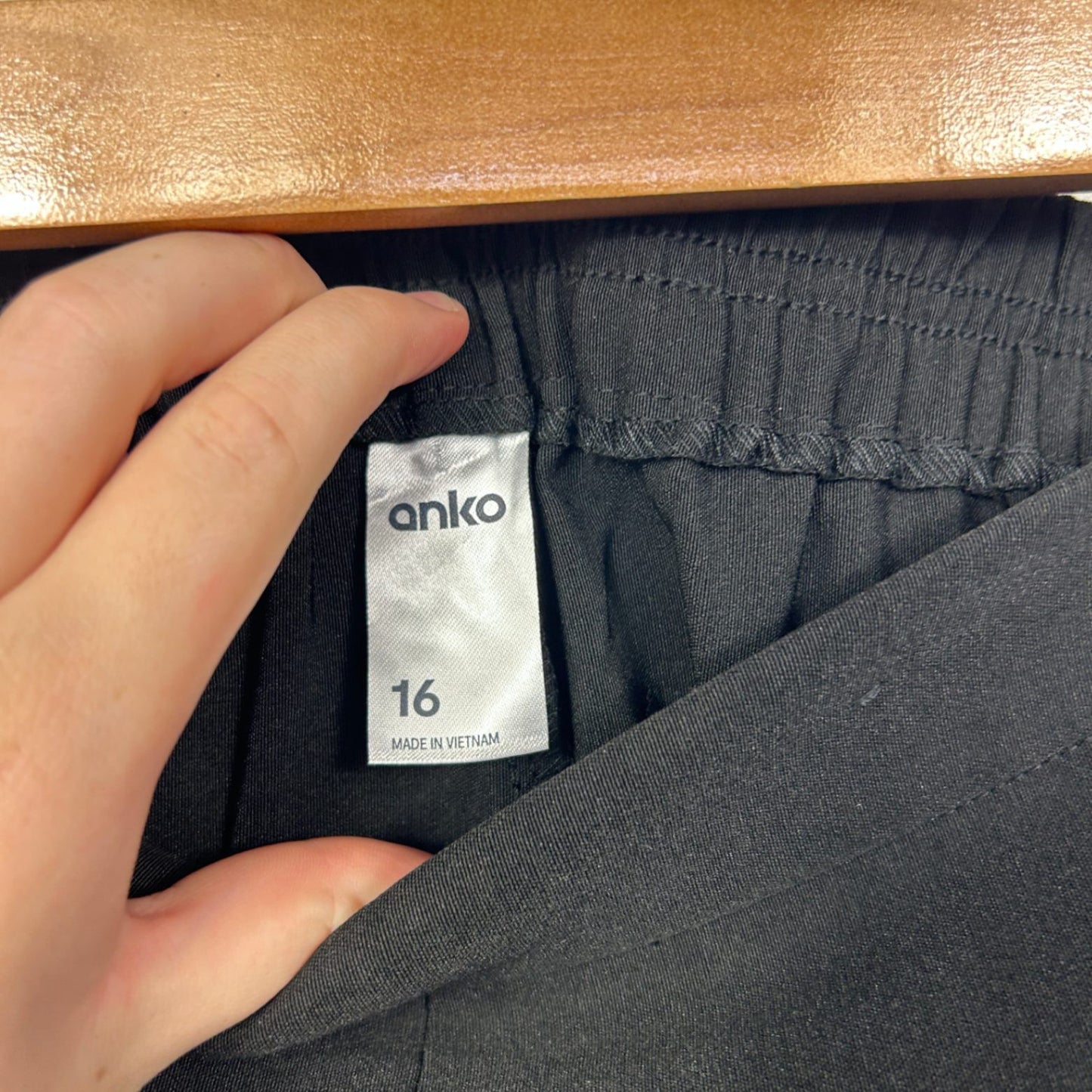 Anko Black Straight Leg Pull On Pants Trousers Size 16