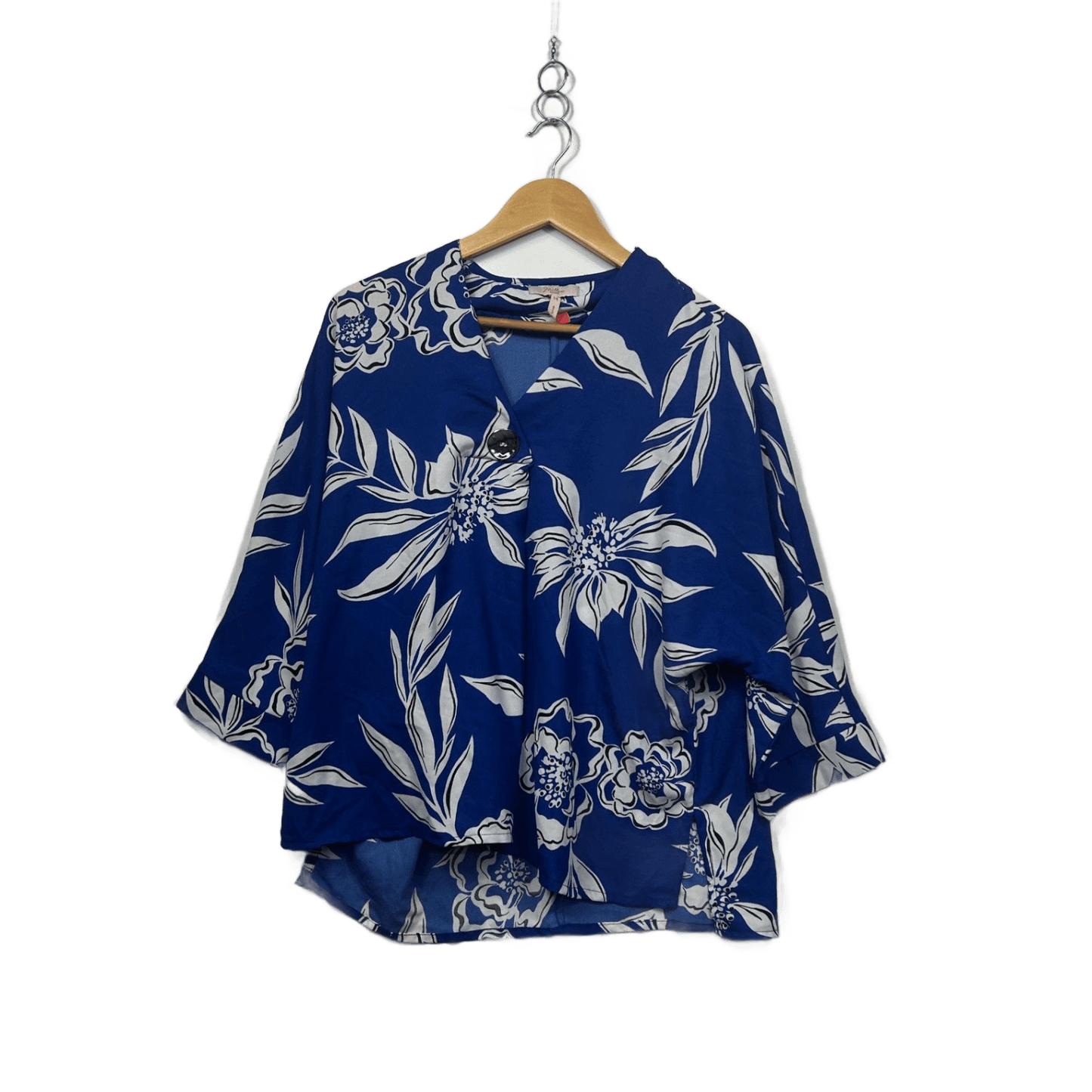 Miller Blue Floral Leaf 3/4 Sleeve Tops Size 14
