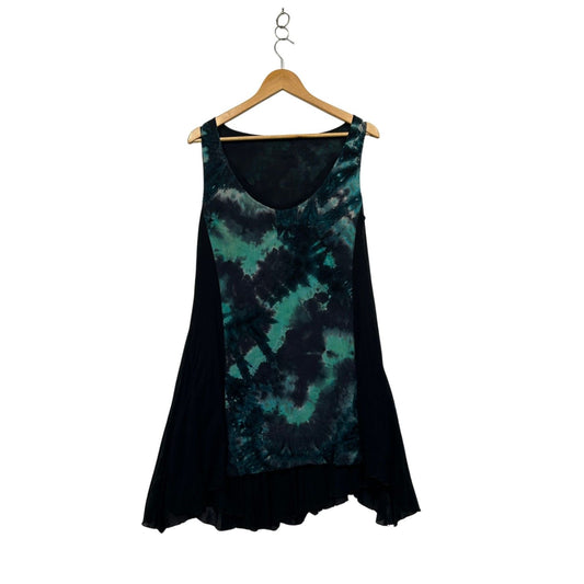 Motto Black Green Tie-Dye Pockets Sleeveless Tunic Top Size 14 - 16