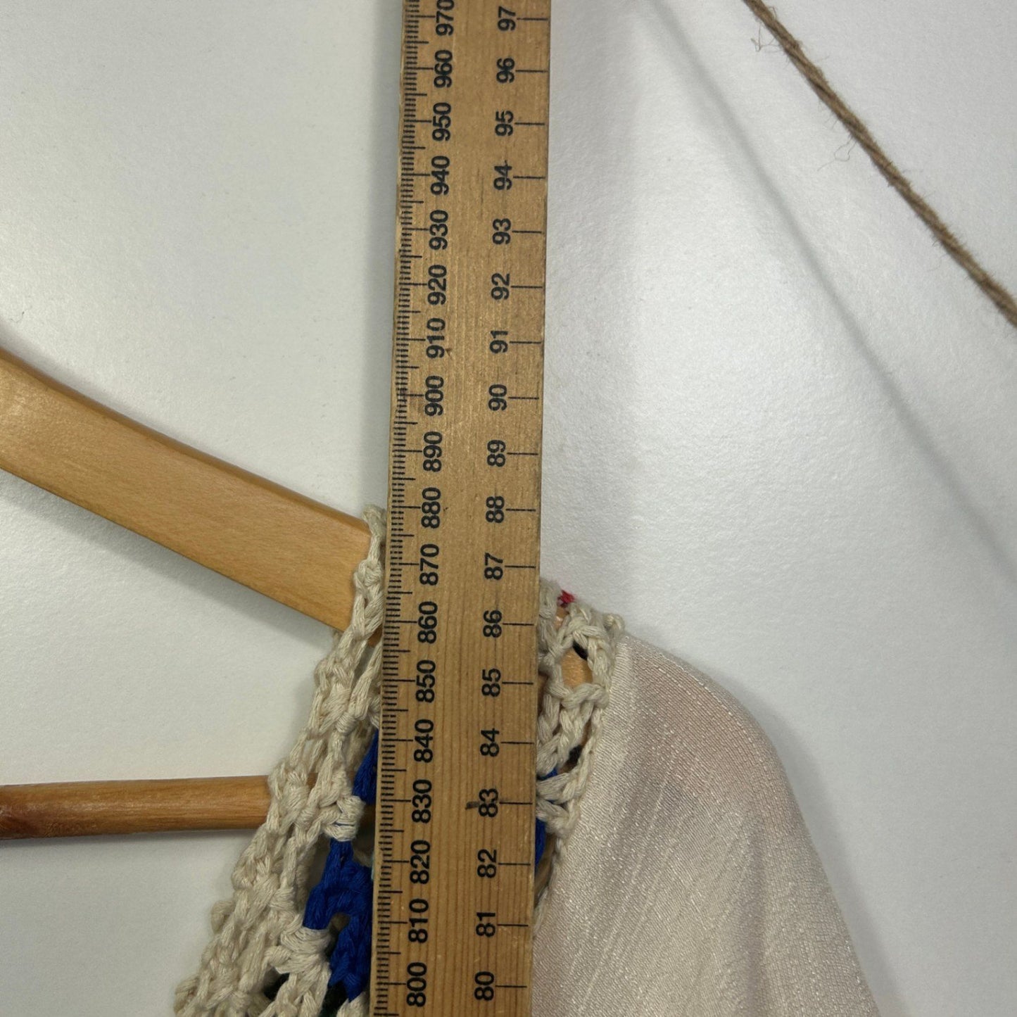 Womens Cream Crochet Trim Boho Tunic Top Size 12-14