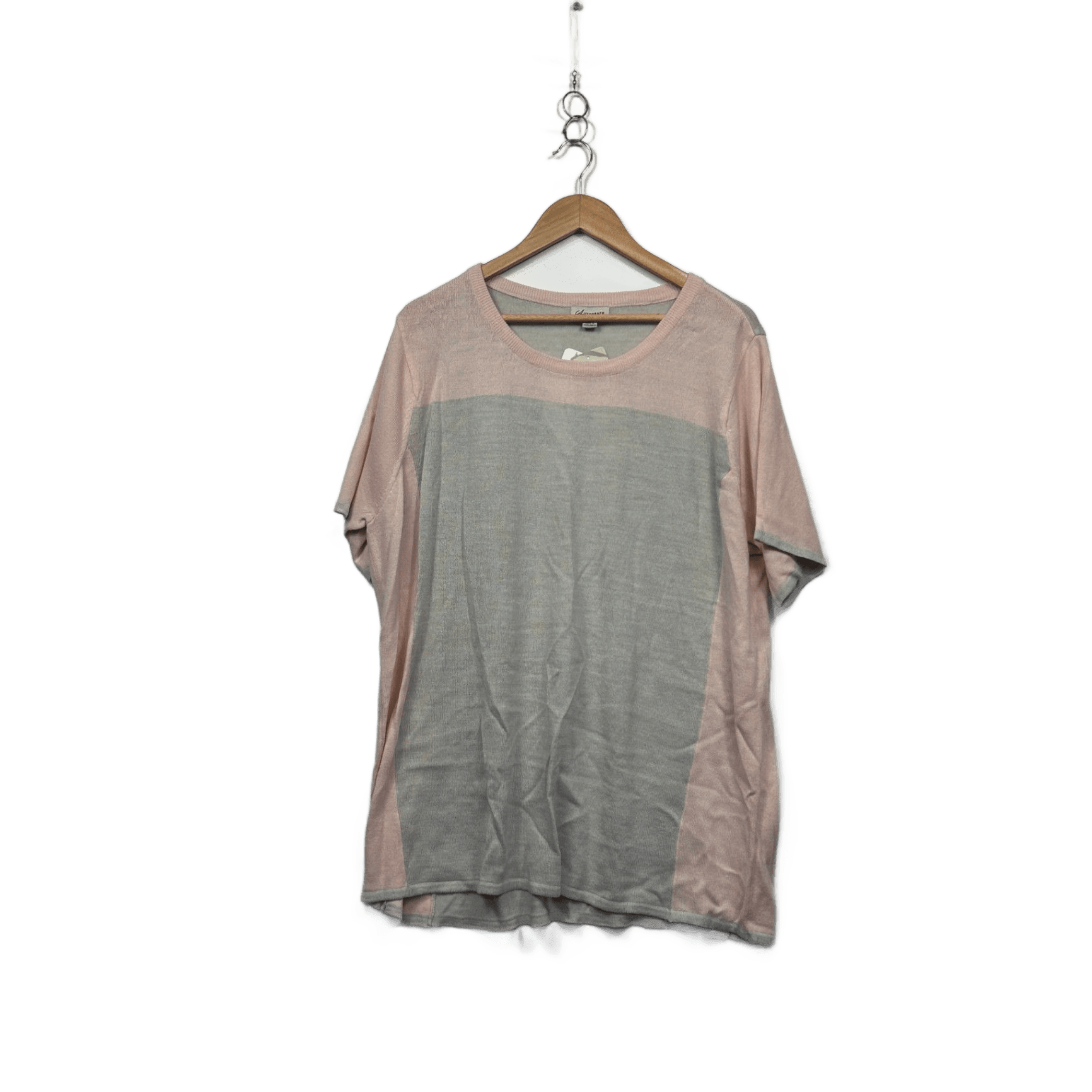 New Autograph Dusty Pink Grey Short Sleeve Knit Top Size 22 XL