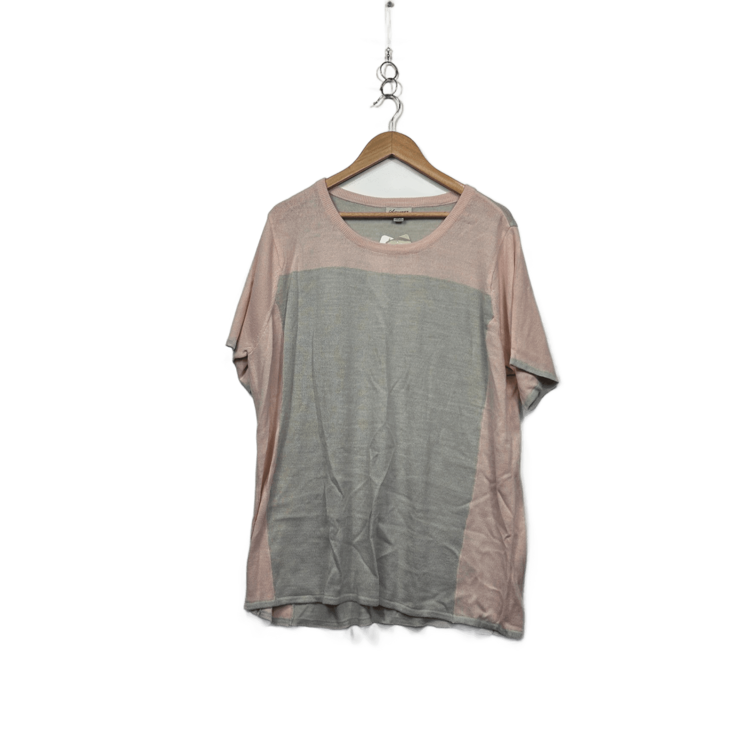 New Autograph Dusty Pink Grey Short Sleeve Knit Top Size 22 XL