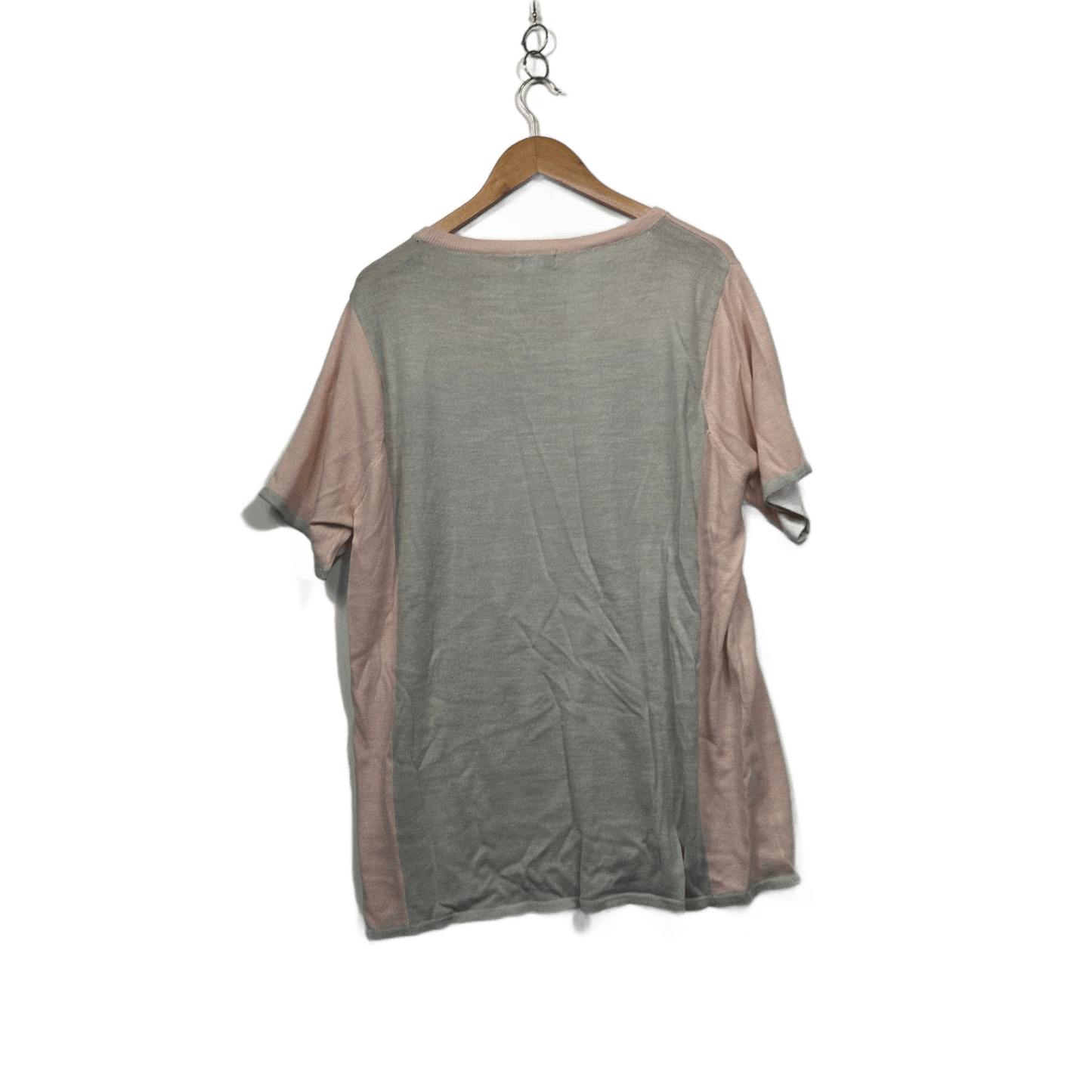 New Autograph Dusty Pink Grey Short Sleeve Knit Top Size 22 XL