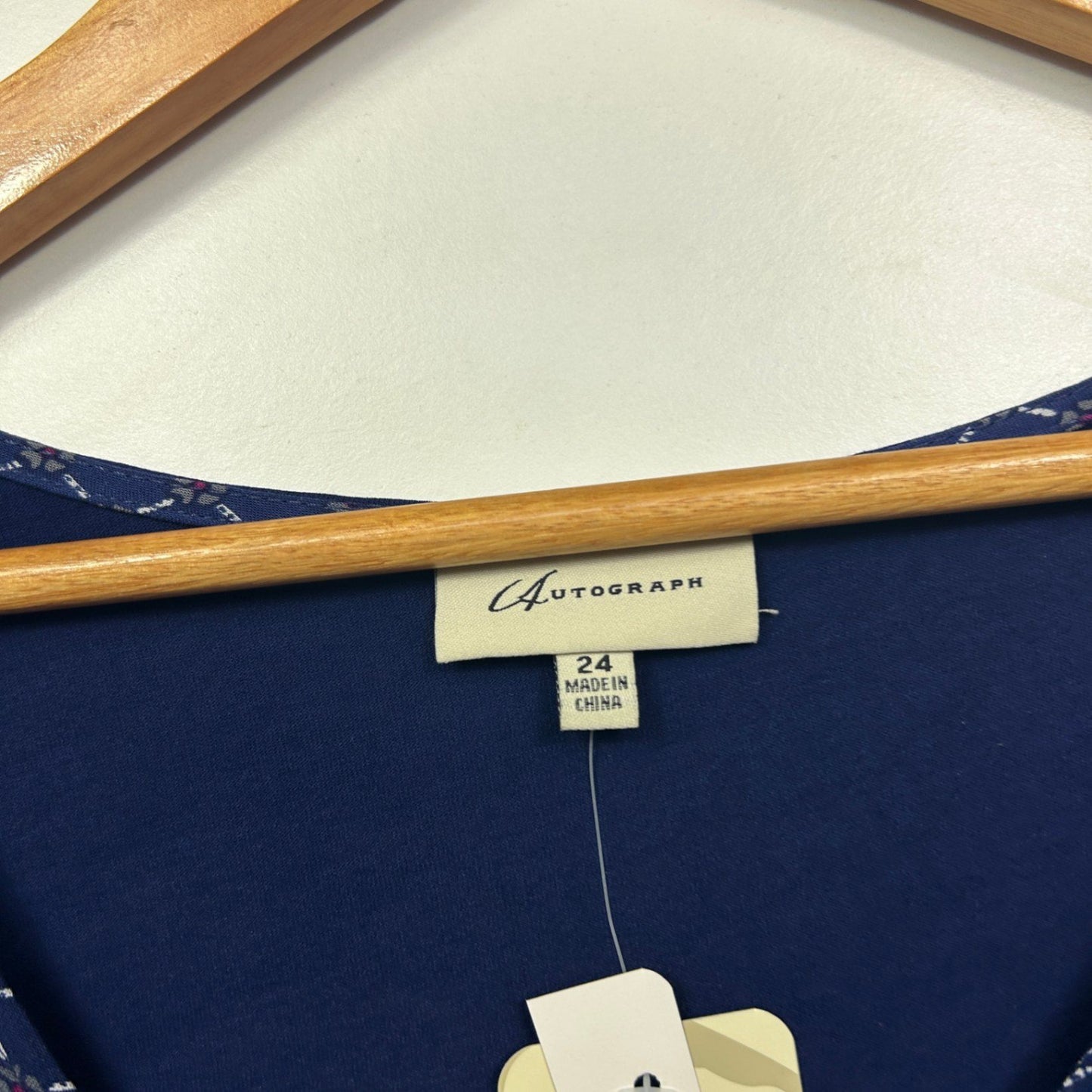 New Autograph Womens Navy Blue Short Sleeve Round Neck Relaxed Tunic Top Size 24