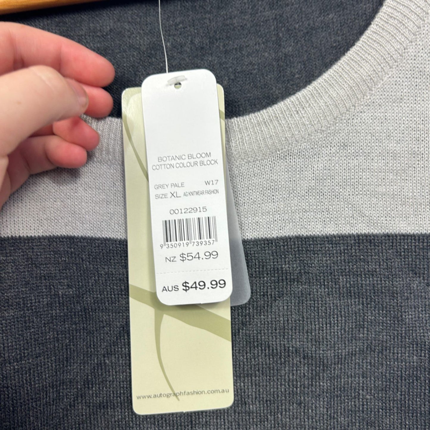 New Autograph Short Sleeve Colourblock Grey Knit Top Size 22 Plus XL