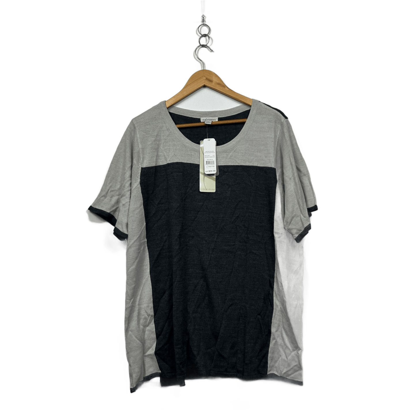 New Autograph Short Sleeve Colourblock Grey Knit Top Size 22 Plus XL