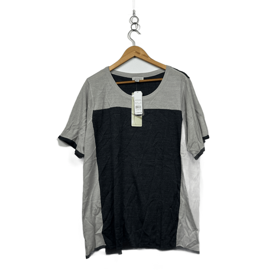 New Autograph Short Sleeve Colourblock Grey Knit Top Size 22 Plus XL