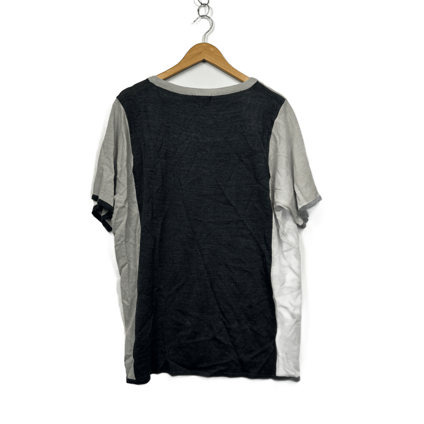 New Autograph Short Sleeve Colourblock Grey Knit Top Size 22 Plus XL