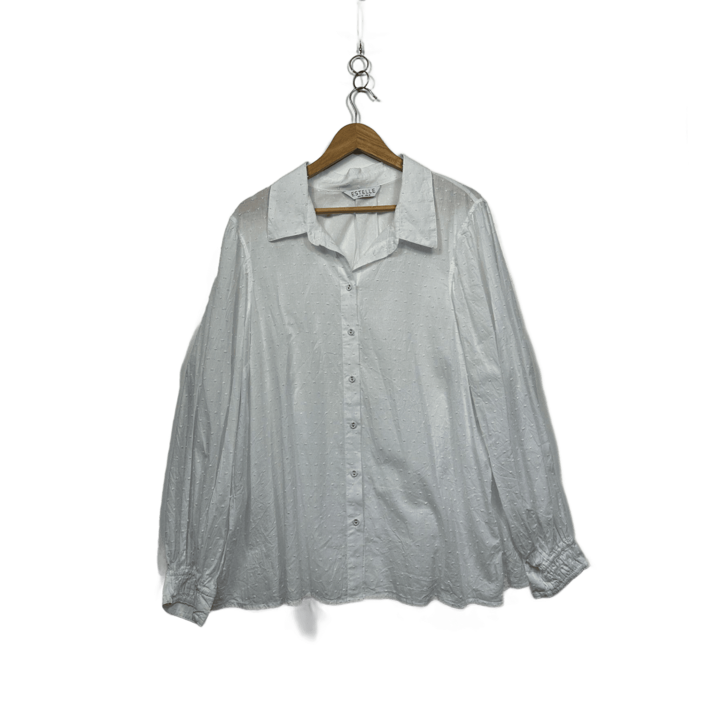 Estelle Womens White Long Sleeve Button-up Shirt Blouse Size 22