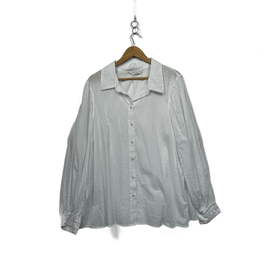 Estelle Womens White Long Sleeve Button-up Shirt Blouse Size 22