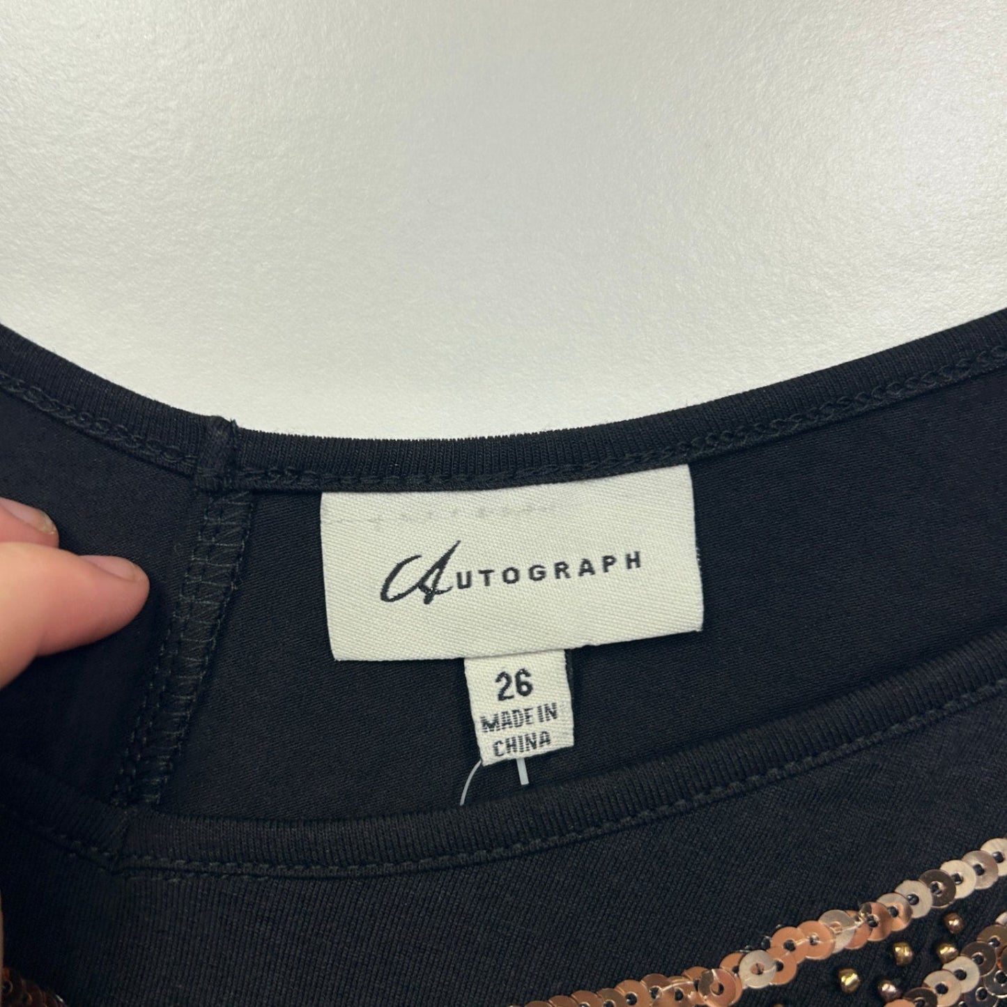 Autograph Black Sequins Sleeveless Tunic Top Blouse Size 26