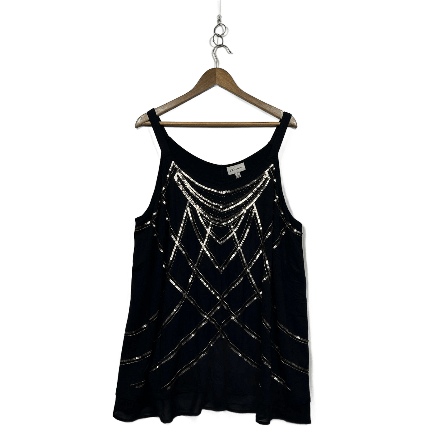 Autograph Black Sequins Sleeveless Tunic Top Blouse Size 26