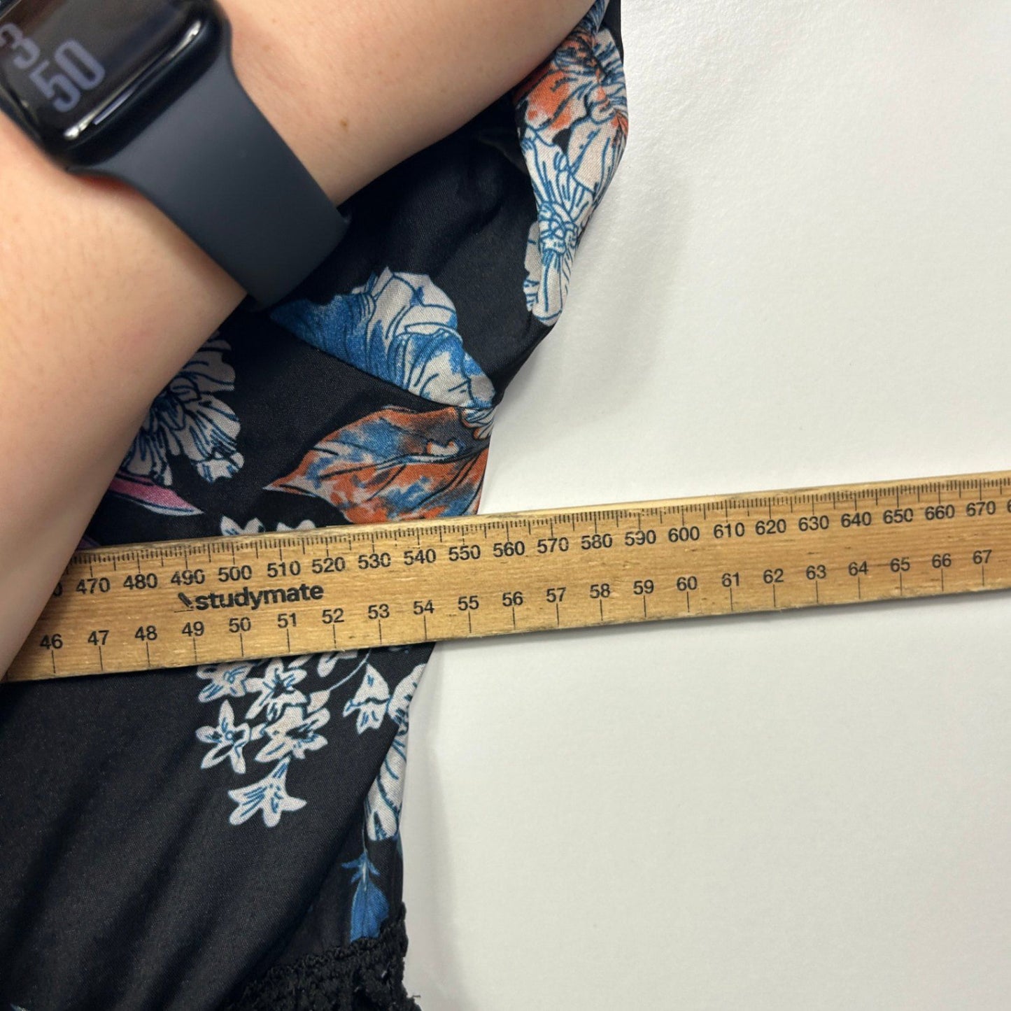 You + All  Black Multi Long Sleeve Crochet Trim Dress Size 24