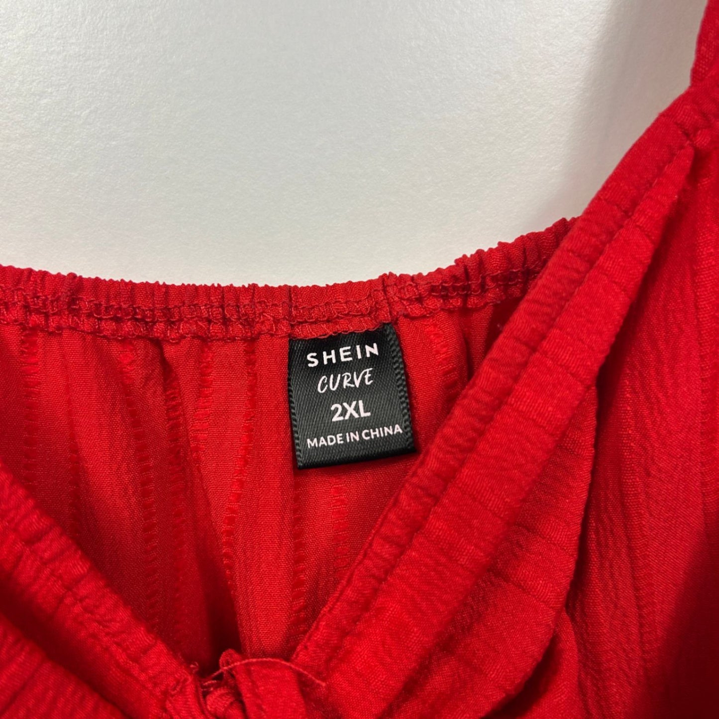 Shein Womens Red Short Sleeve Tiered Maxi Dress Size 2XL