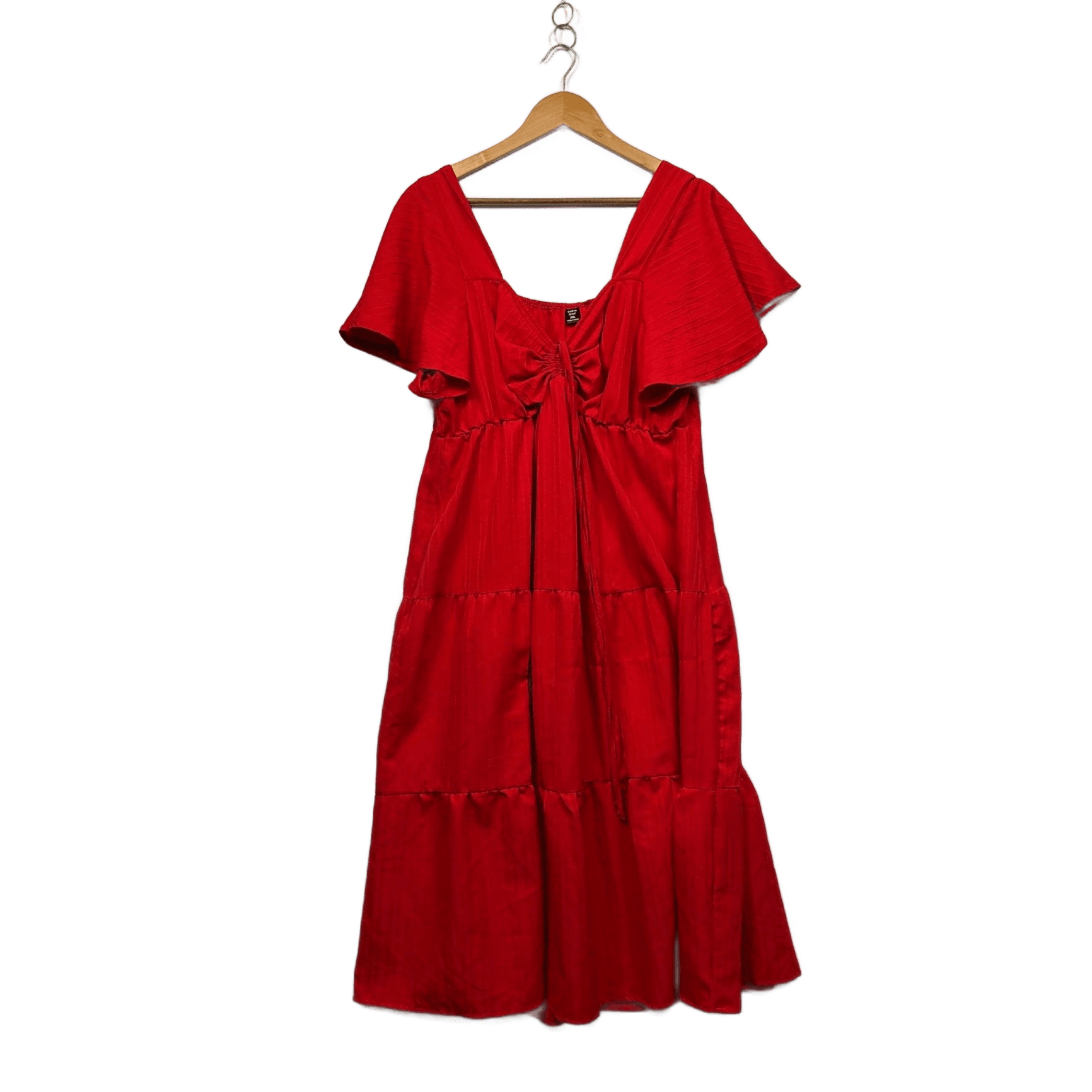 Shein Womens Red Short Sleeve Tiered Maxi Dress Size 2XL