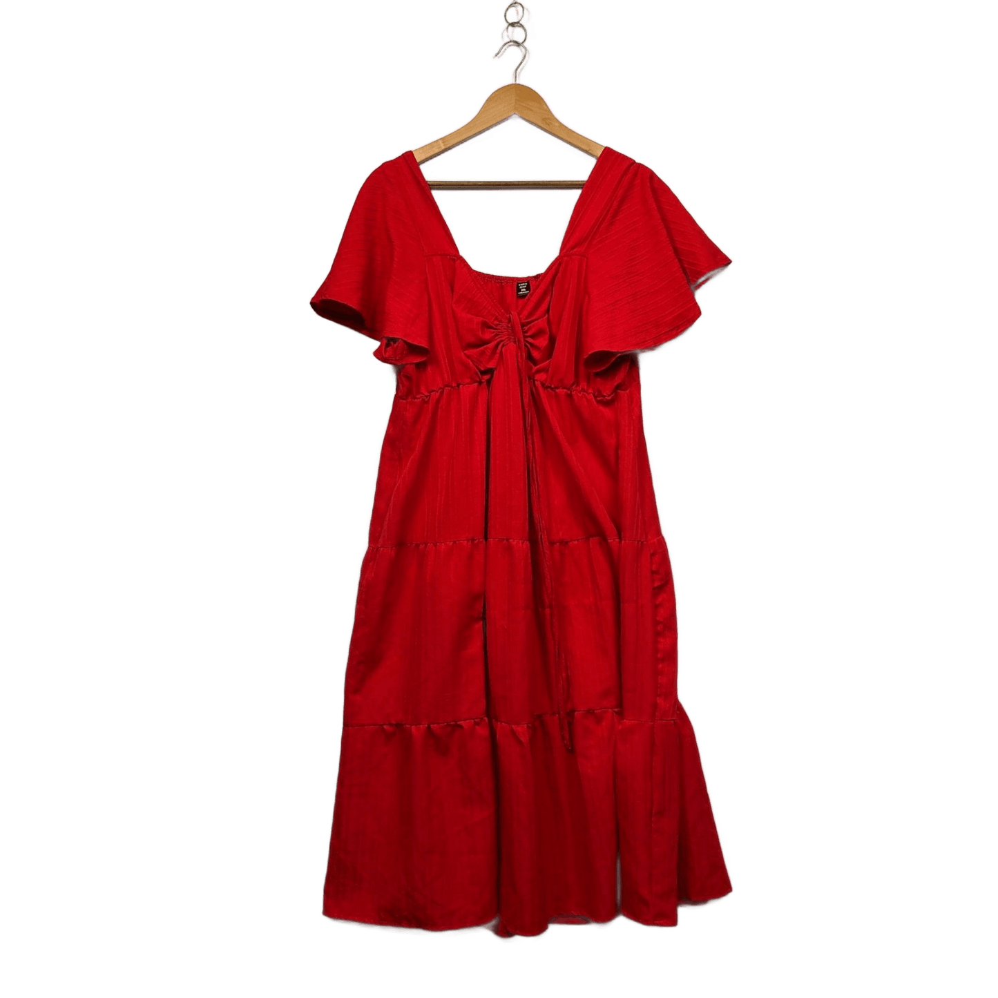Shein Womens Red Short Sleeve Tiered Maxi Dress Size 2XL