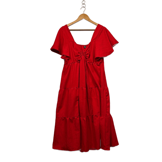 Shein Womens Red Short Sleeve Tiered Maxi Dress Size 2XL