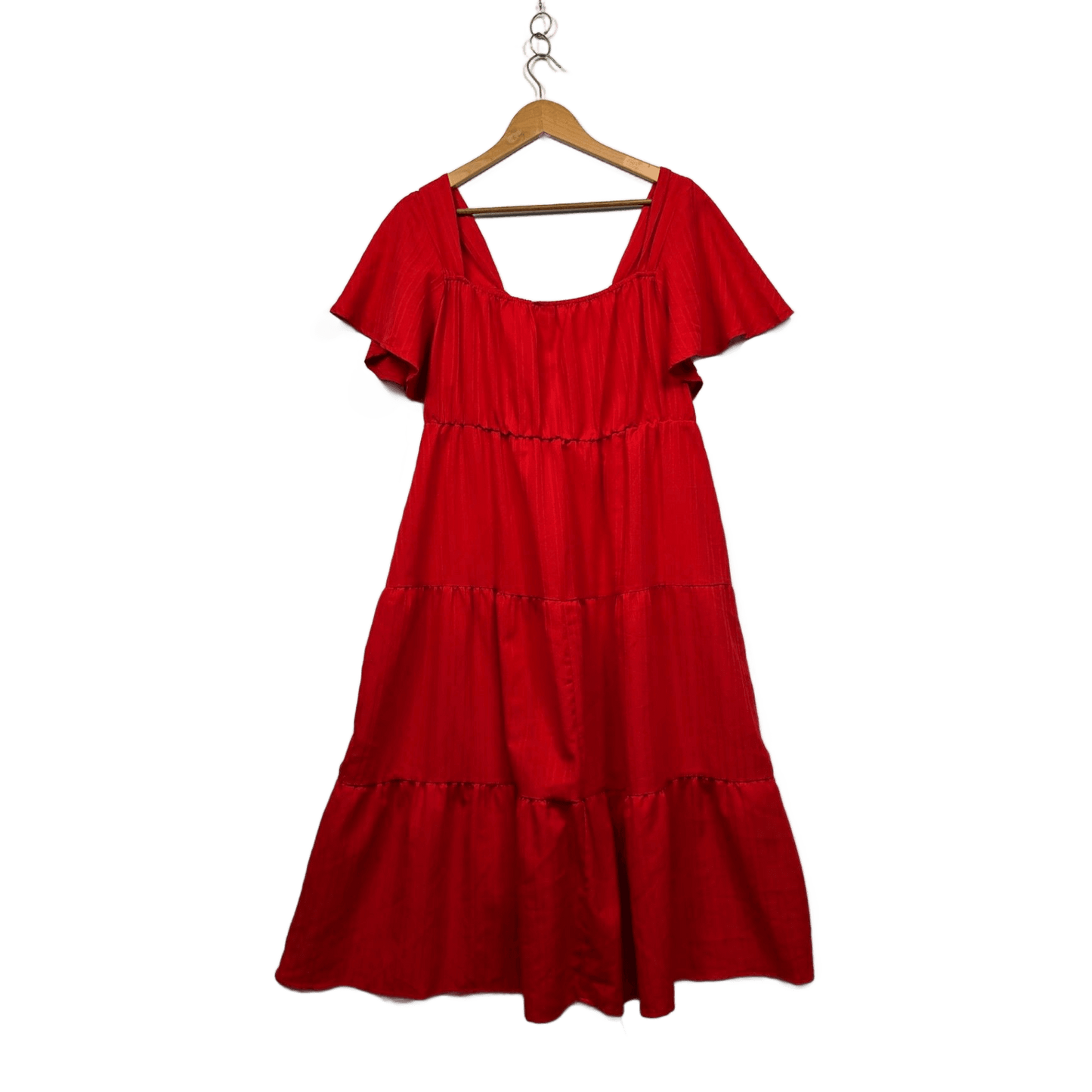 Shein Womens Red Short Sleeve Tiered Maxi Dress Size 2XL