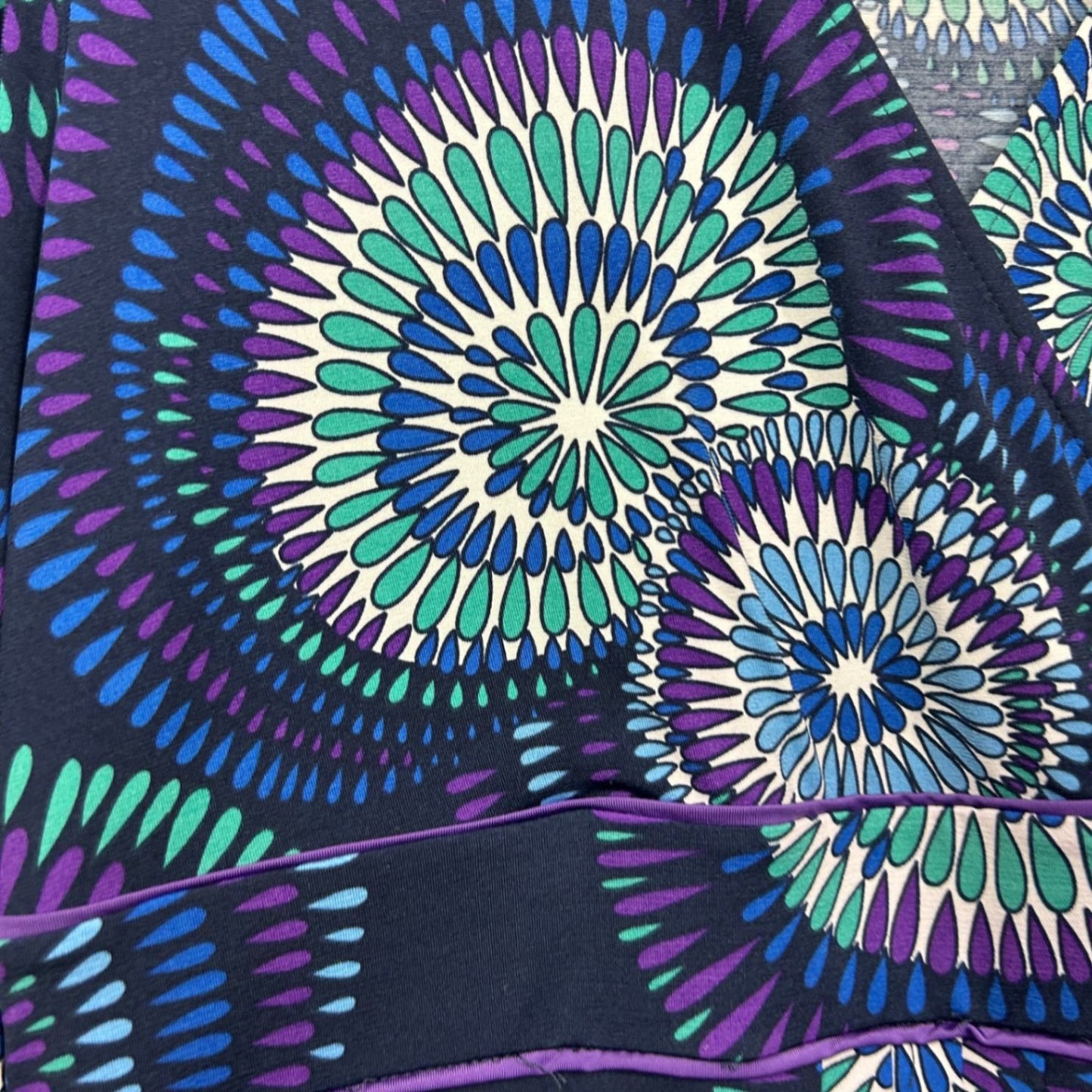 Leona Edmiston Black Blue Long Sleeve V Neck Dress Size 16