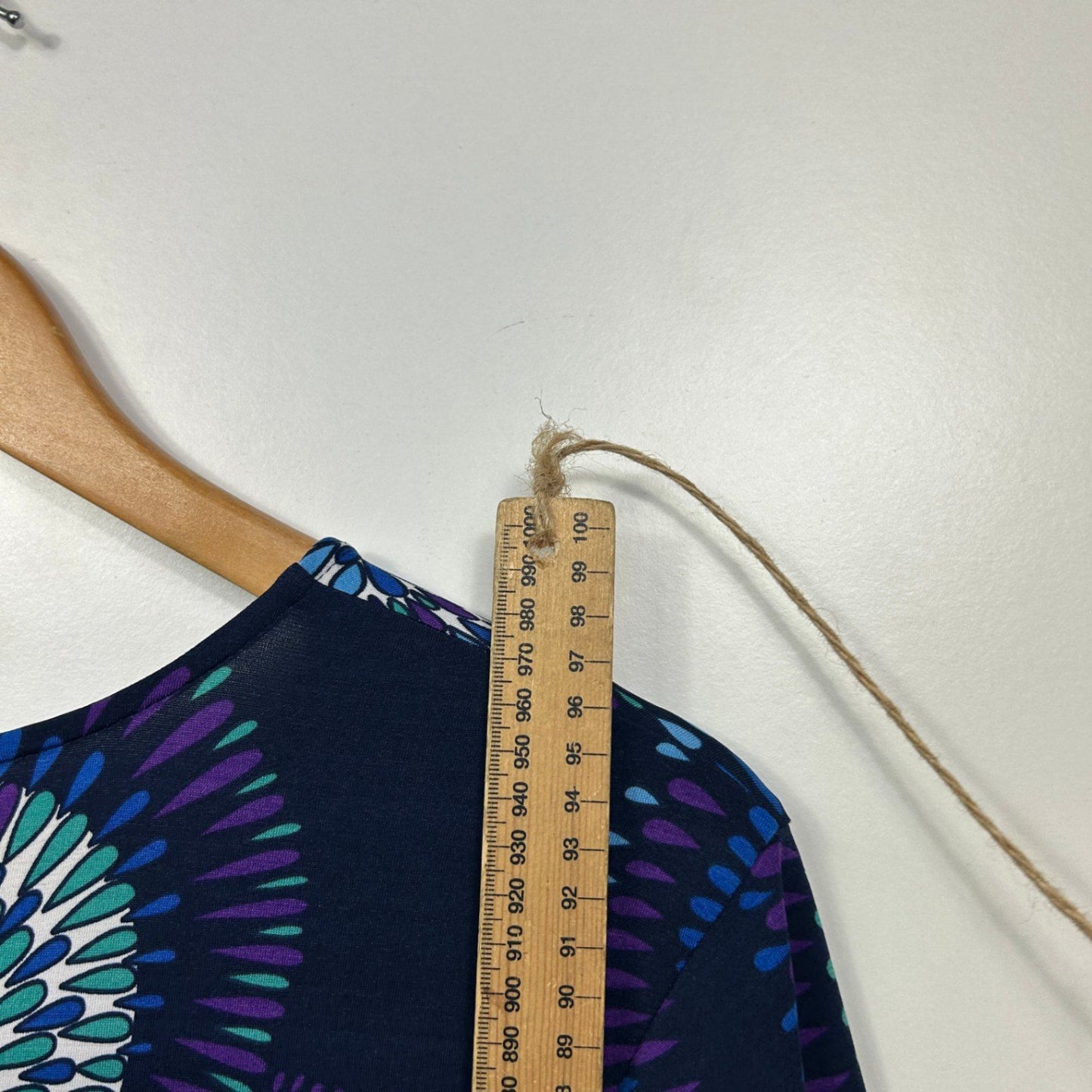 Leona Edmiston Black Blue Long Sleeve V Neck Dress Size 16