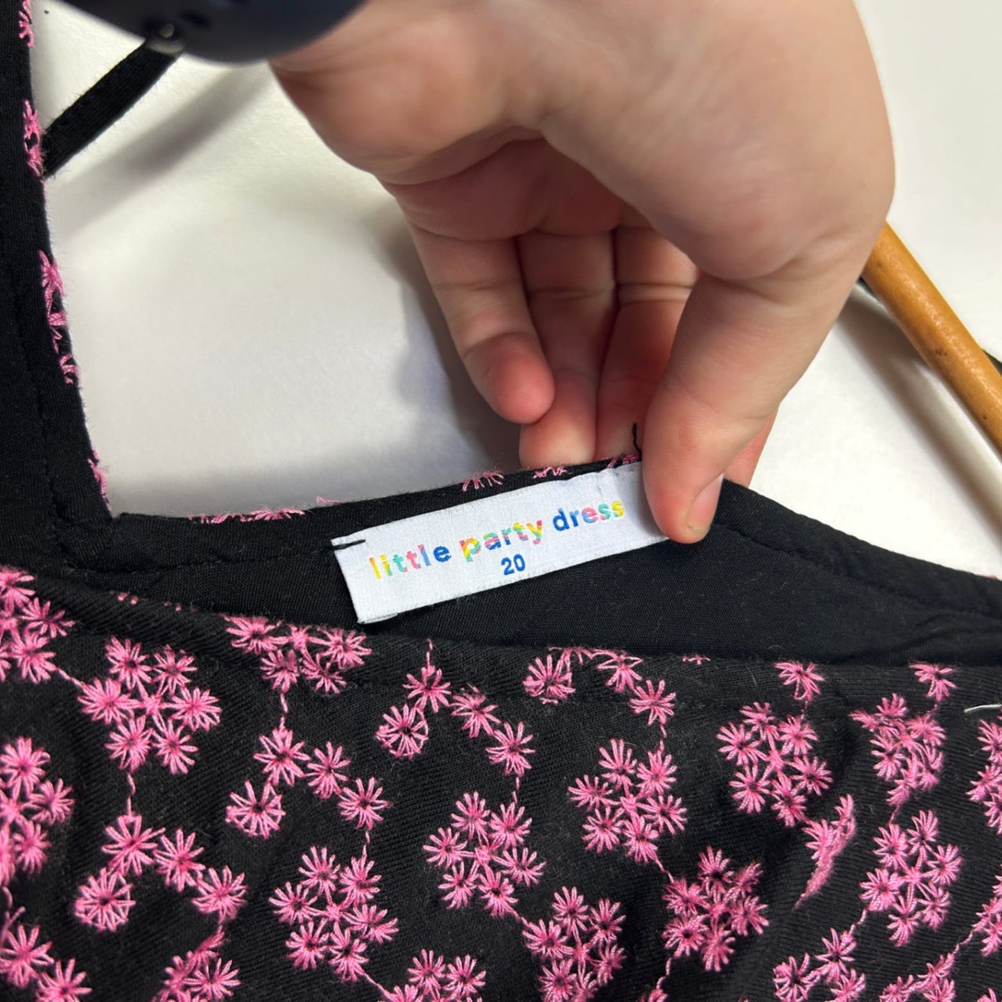 Little Party Dress Black Pink Embroidered Pockets Fit & Flare Dress Size 20