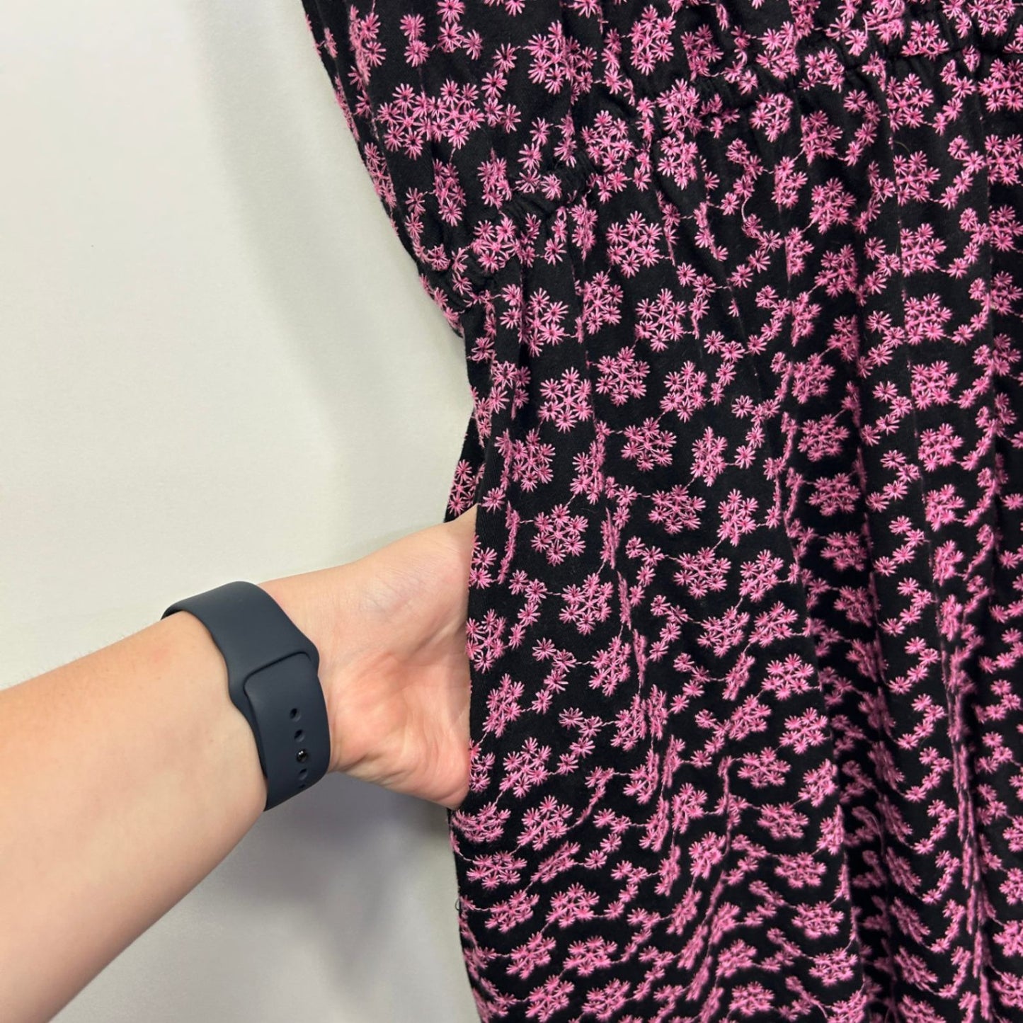 Little Party Dress Black Pink Embroidered Pockets Fit & Flare Dress Size 20