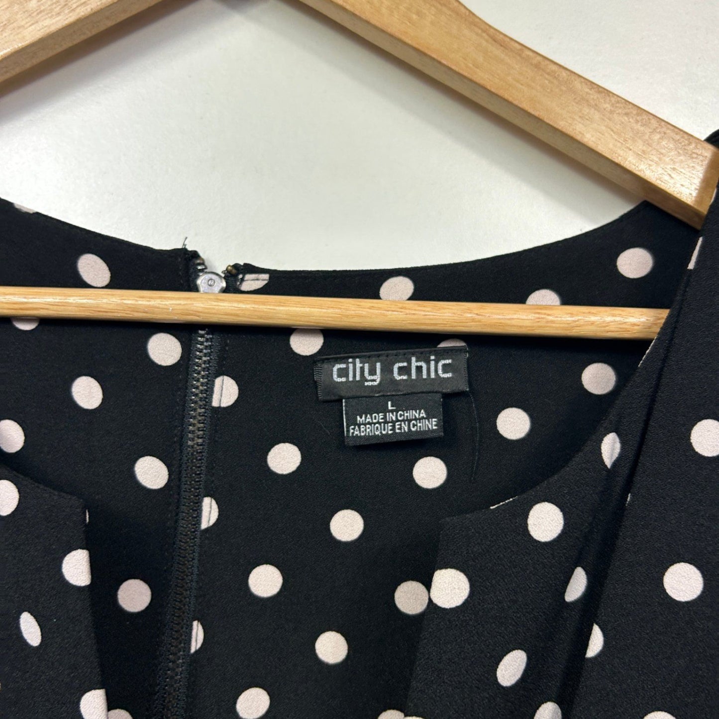 City Chic Black White Polka Belted Dot Fit & Flare Sleeveless Dress Size 20