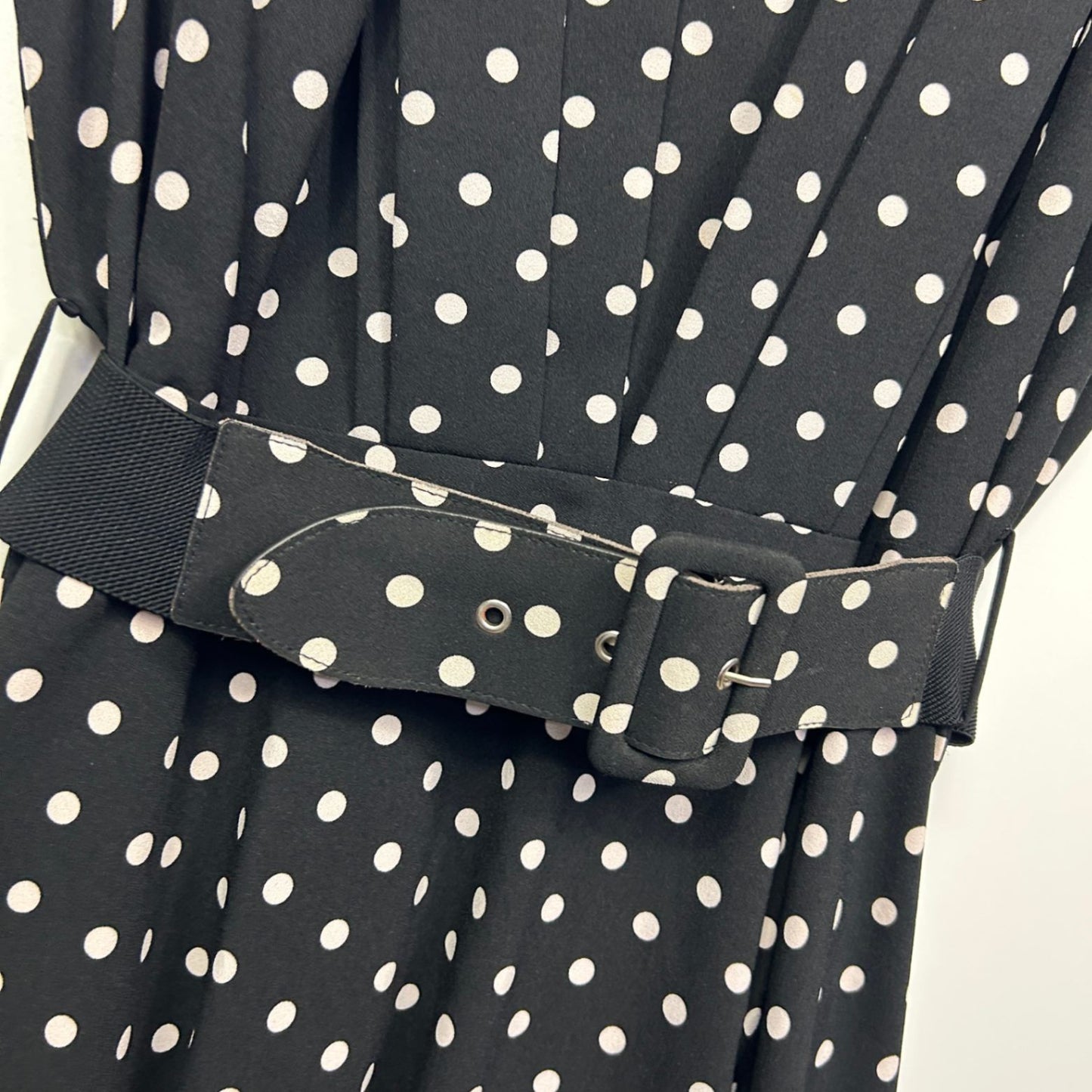 City Chic Black White Polka Belted Dot Fit & Flare Sleeveless Dress Size 20