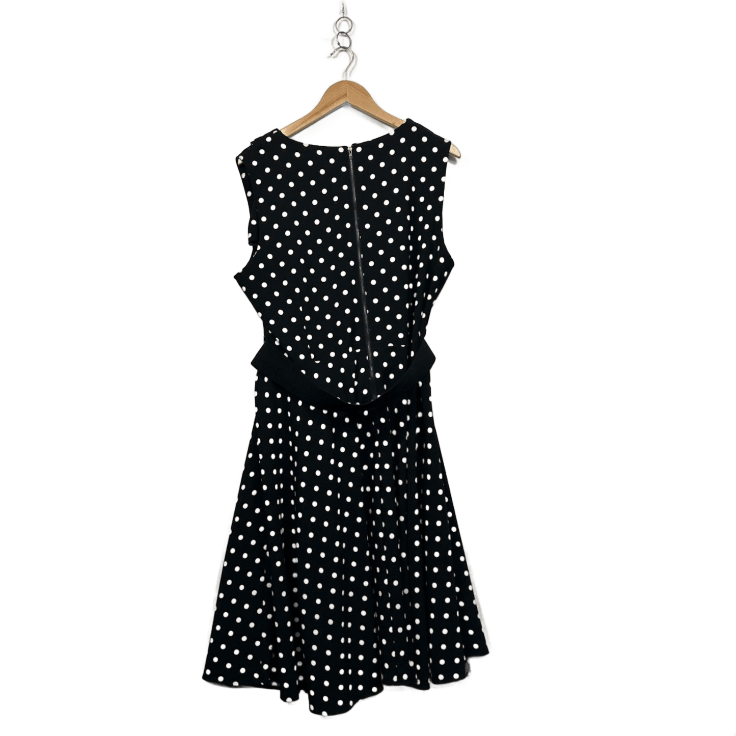 City Chic Black White Polka Belted Dot Fit & Flare Sleeveless Dress Size 20