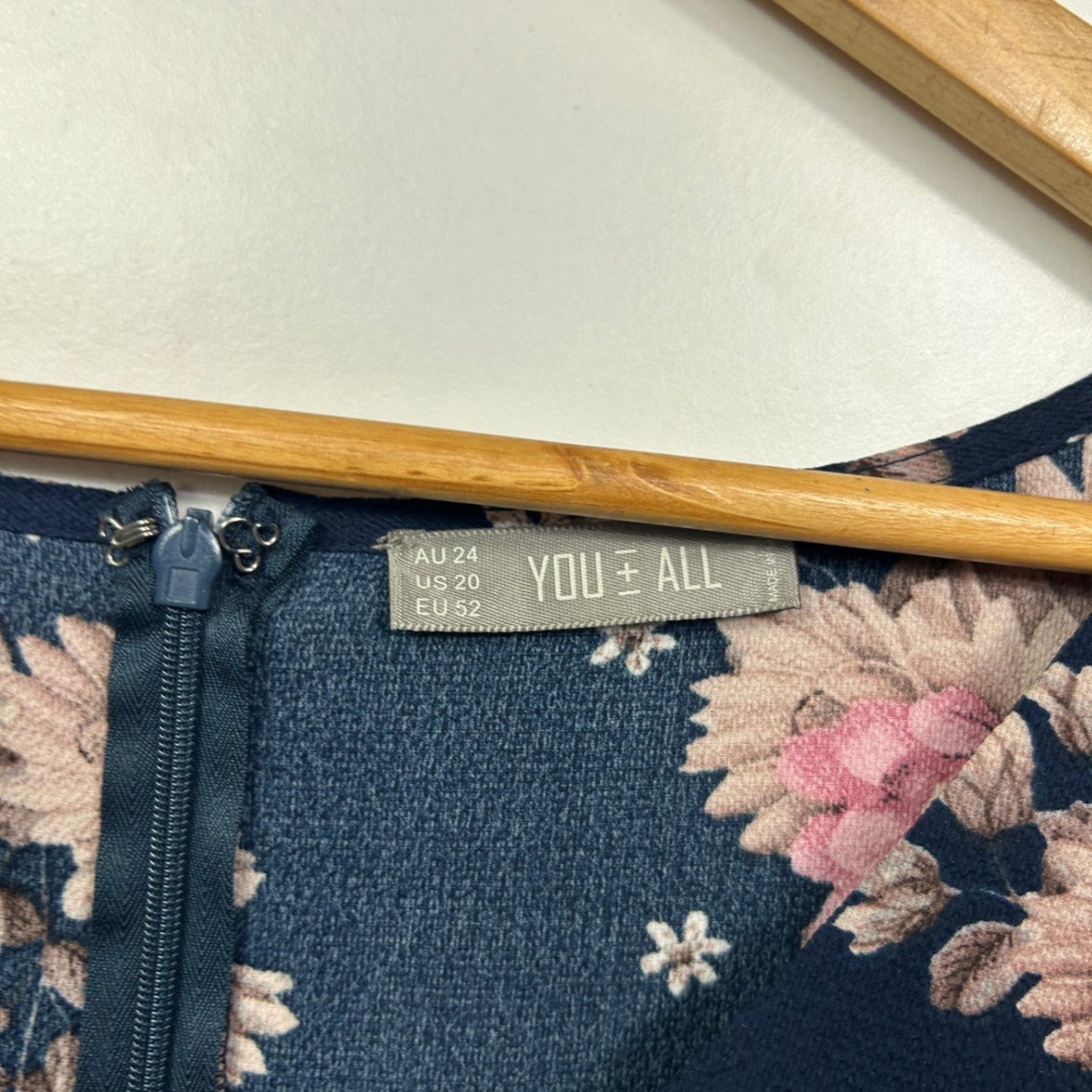 You + All Navy Blue Floral Short Sleeve Playsuit Romper Size 24