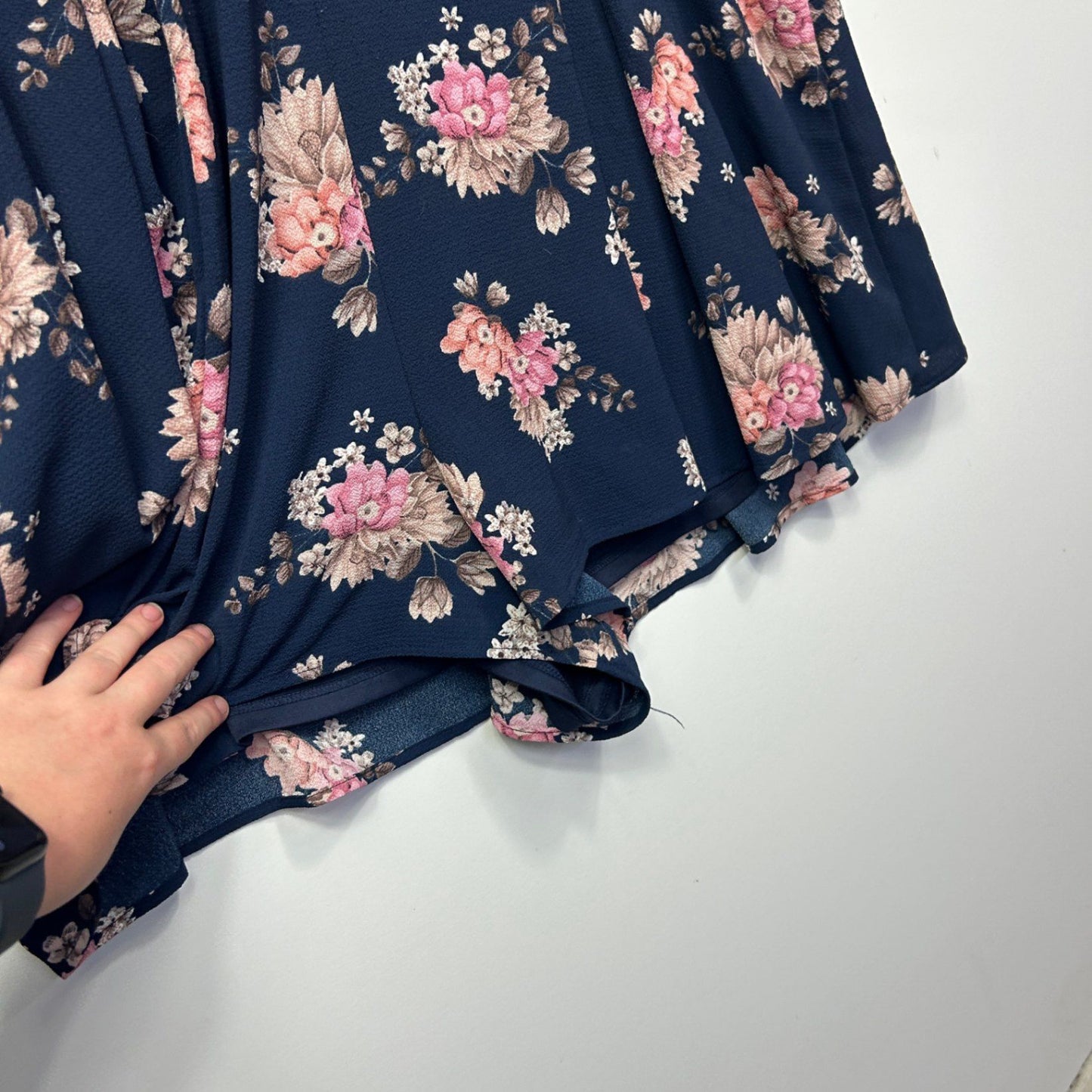 You + All Navy Blue Floral Short Sleeve Playsuit Romper Size 24