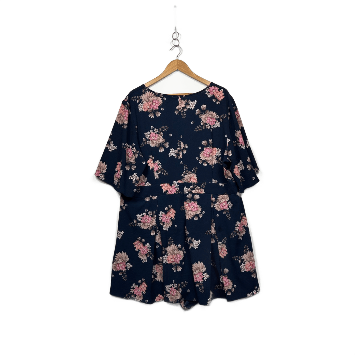 You + All Navy Blue Floral Short Sleeve Playsuit Romper Size 24