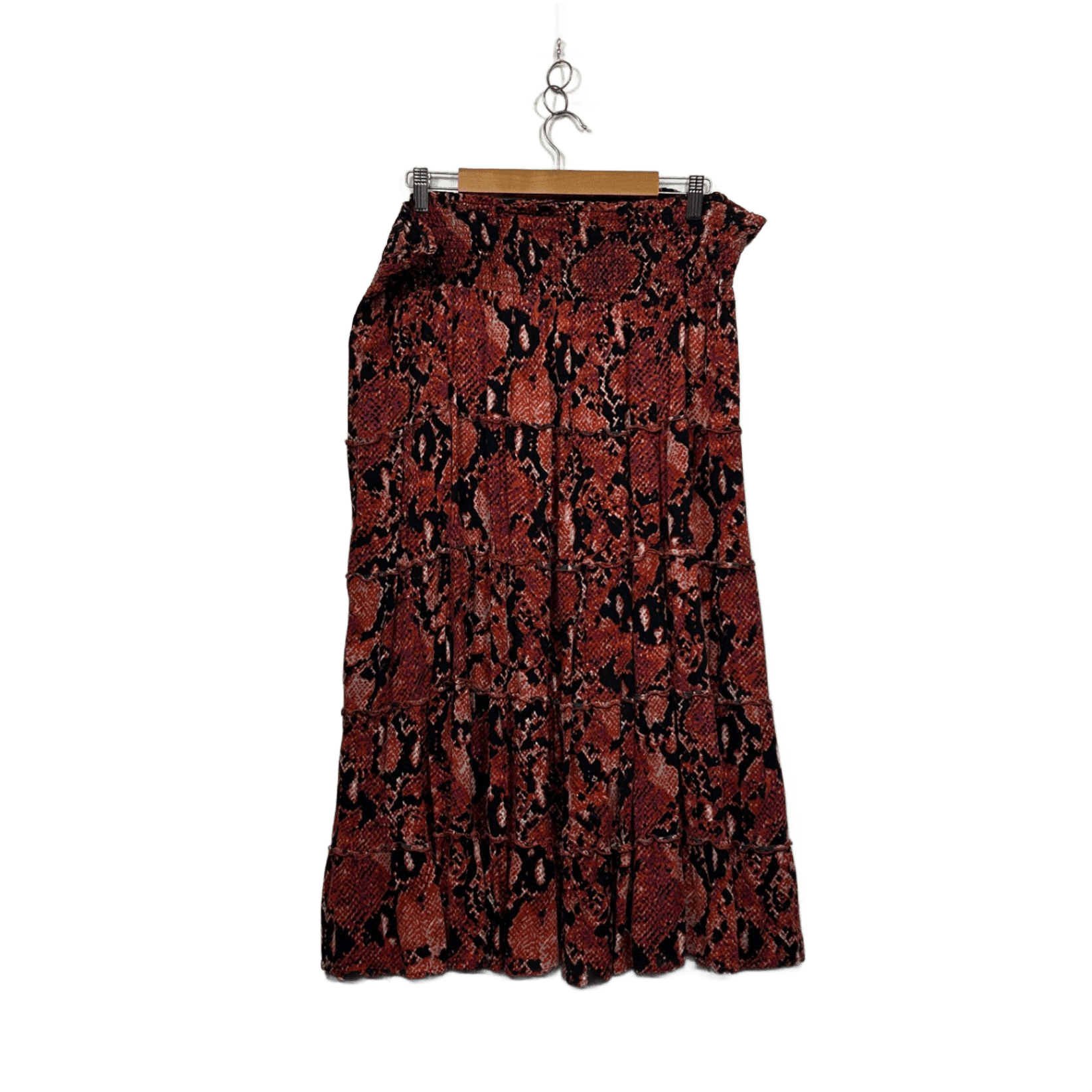 Katies Multicoloured Viscose Elastic Waist Snakeskin Print Maxi Skirt Size 16