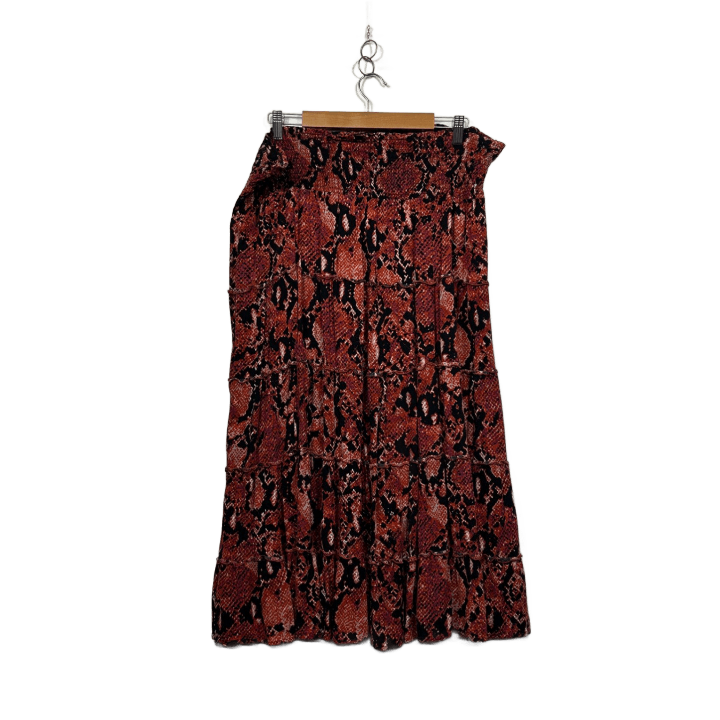 Katies Multicoloured Viscose Elastic Waist Snakeskin Print Maxi Skirt Size 16