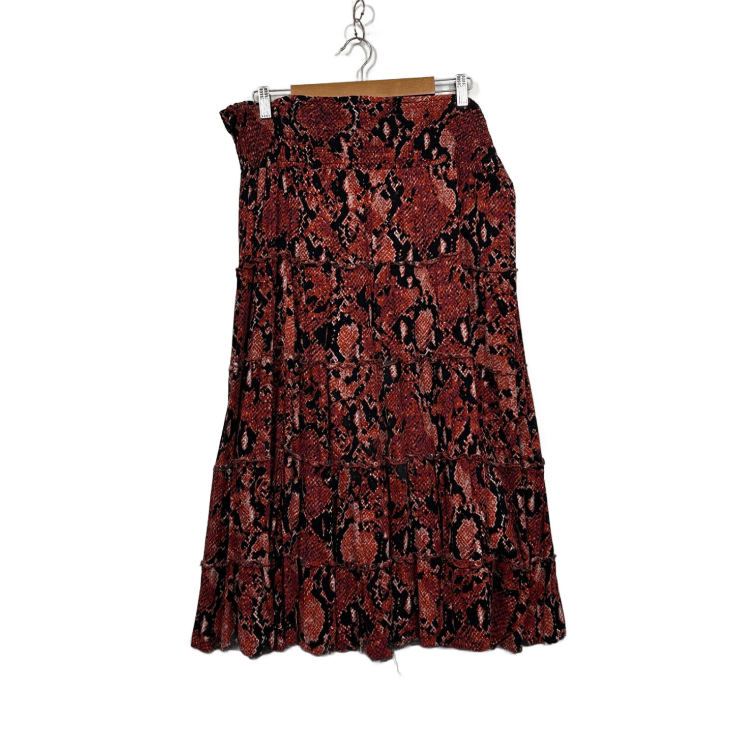 Katies Multicoloured Viscose Elastic Waist Snakeskin Print Maxi Skirt Size 16