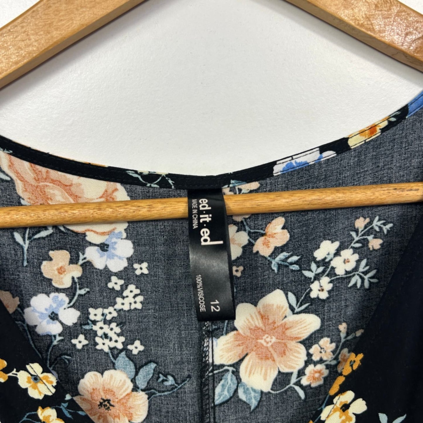 Ed.it.ed Womens Black Viscose Cap Sleeve Maxi Floral Dress Size 12