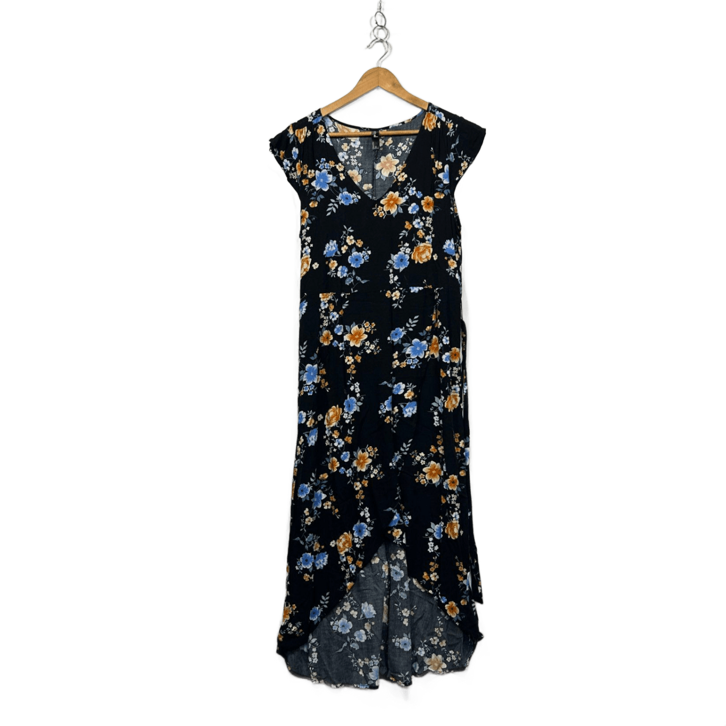 Ed.it.ed Womens Black Viscose Cap Sleeve Maxi Floral Dress Size 12