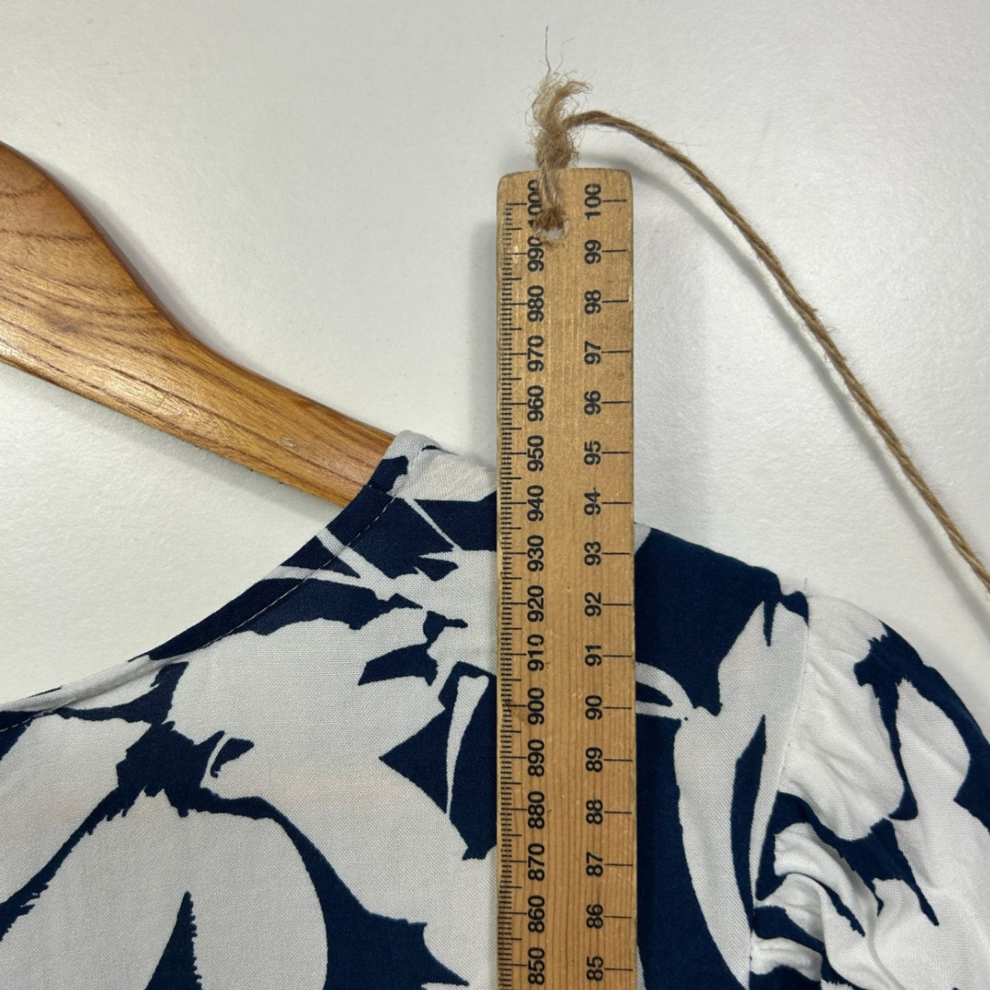 Fria Blue White Cotton Short Sleeve Floral Fit & Flare Dress Size 12